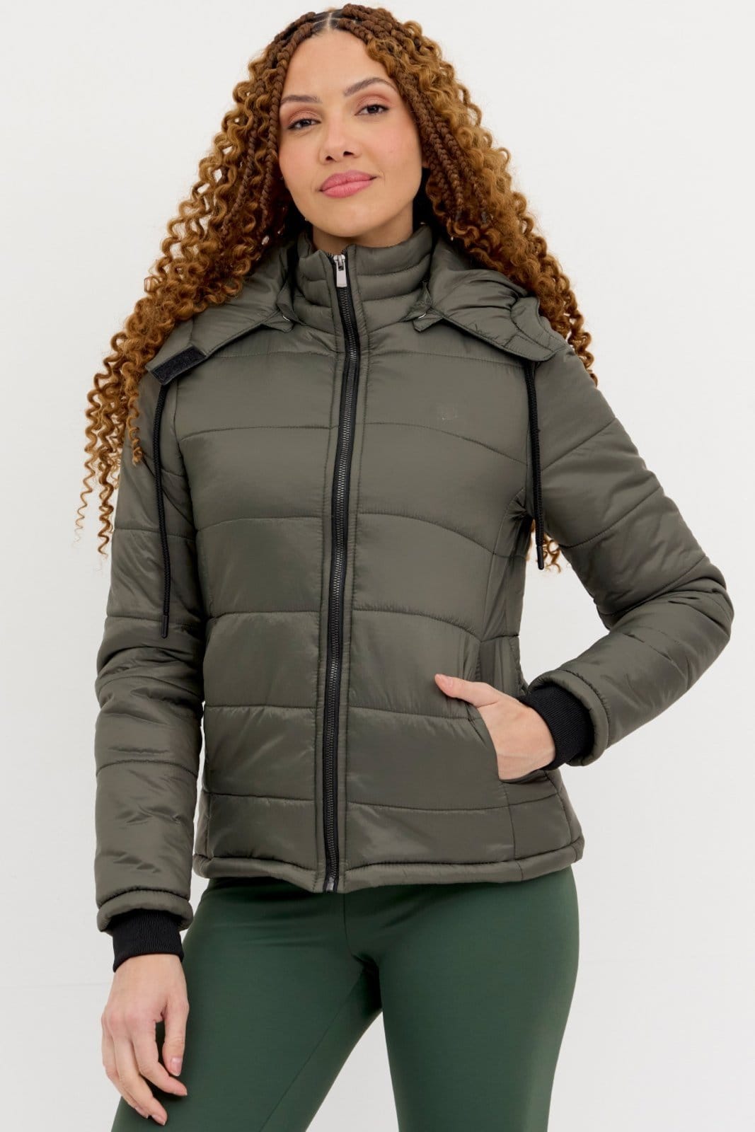 Vista principal Jaqueta Feminina Forrada Poliamida com Capuz Vida Marinha branco