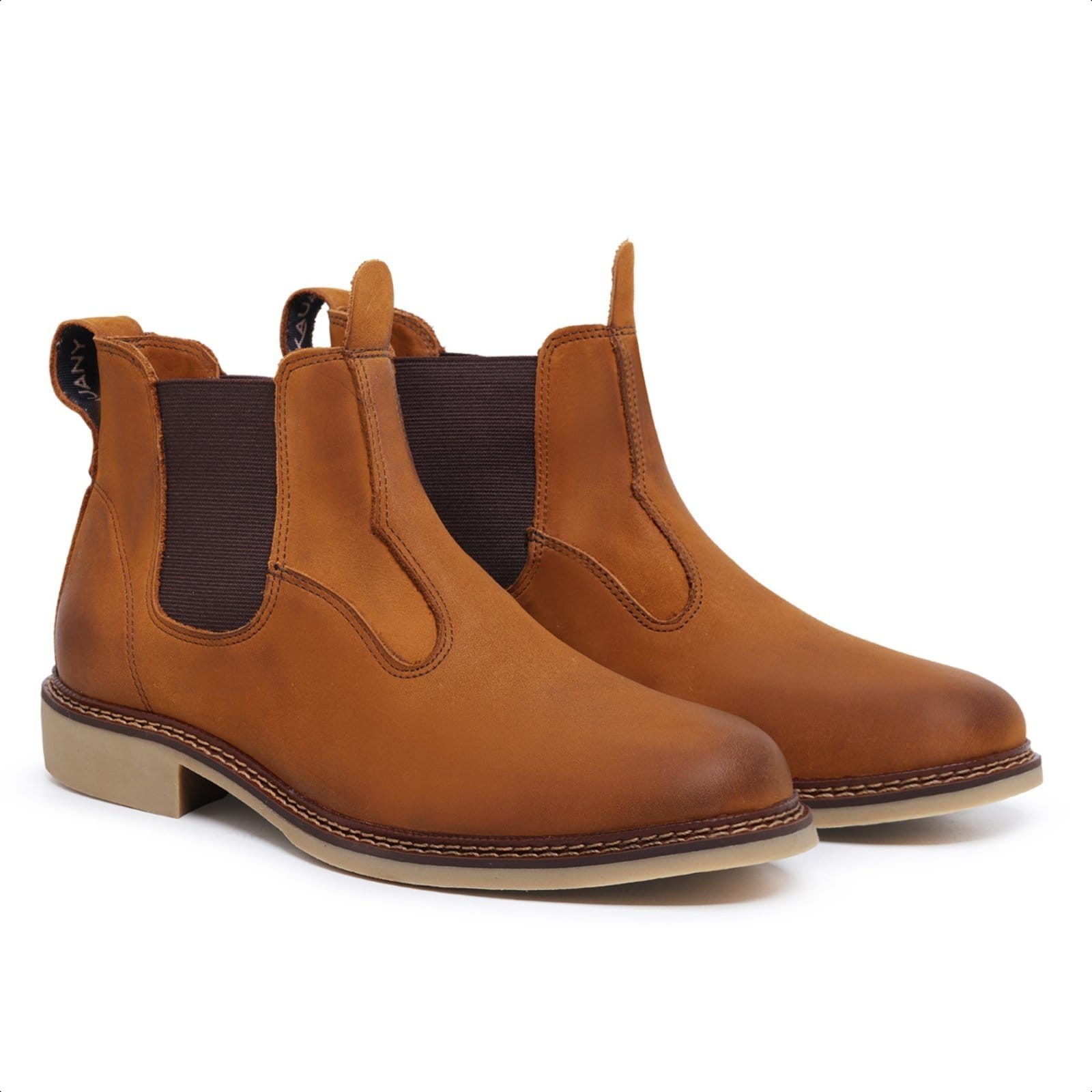 Vista principal Botina Bota Masculina de Couro, Ref 9800 Camel Mister Couros marrom