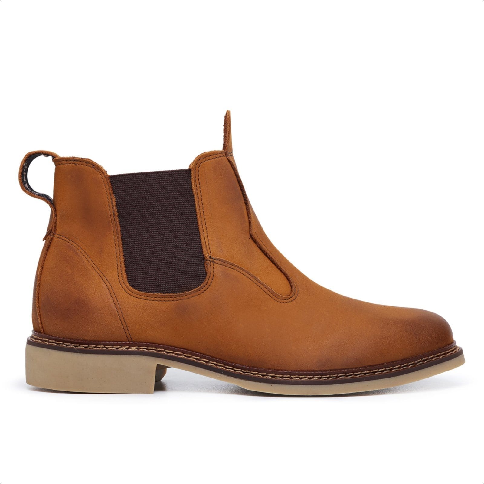 Vista 2 Botina Bota Masculina de Couro, Ref 9800 Camel Mister Couros marrom