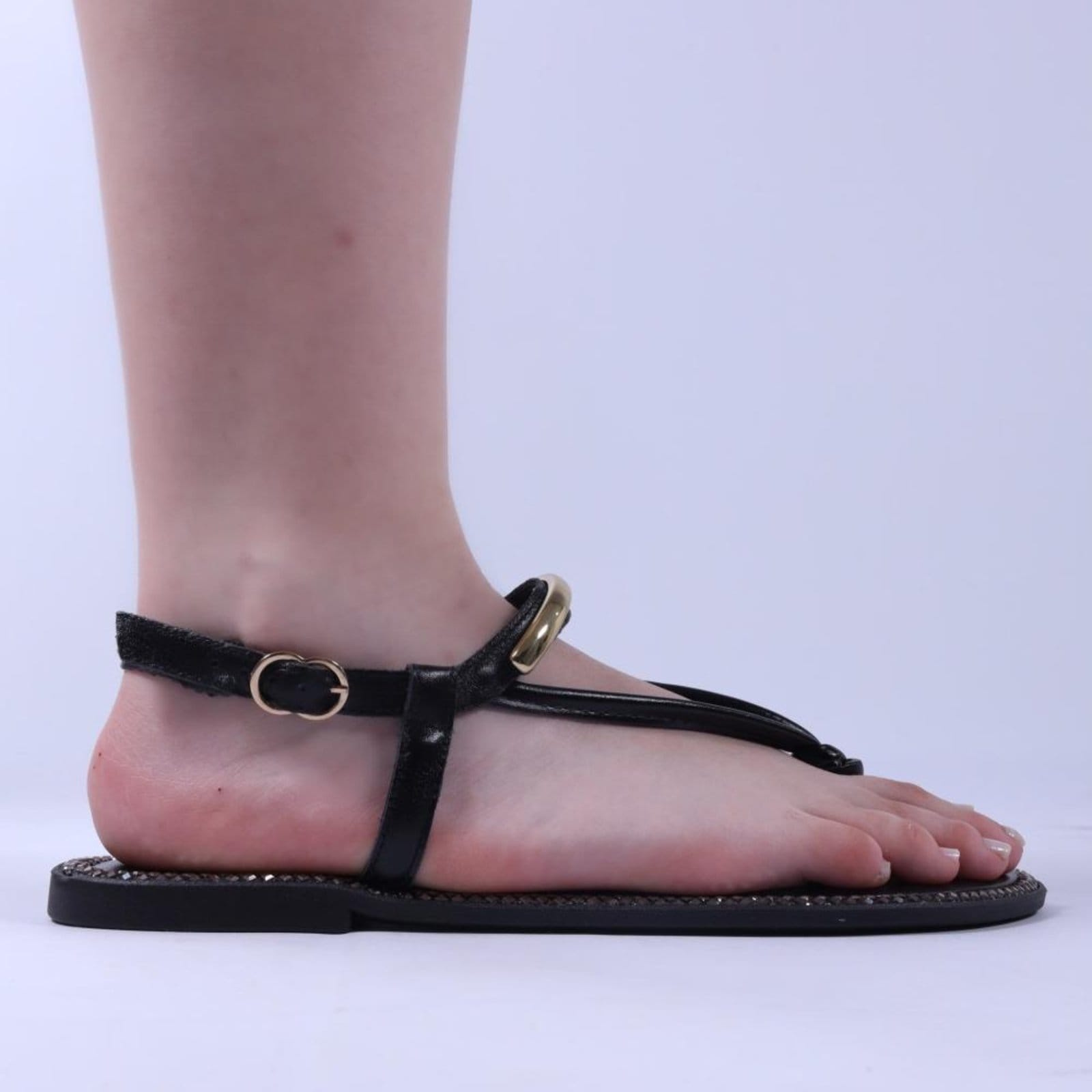 Vista 2 Sandália Feminina Rasteira Zariff 1618003252 Preto Zariff incolor