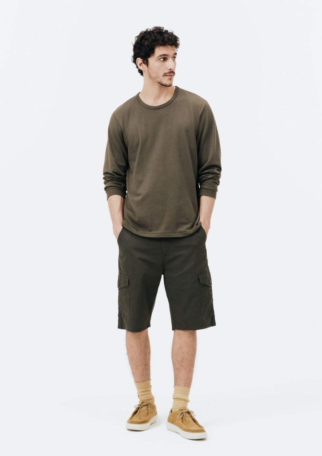 Bermuda Básica Masculina Cargo Em Sarja