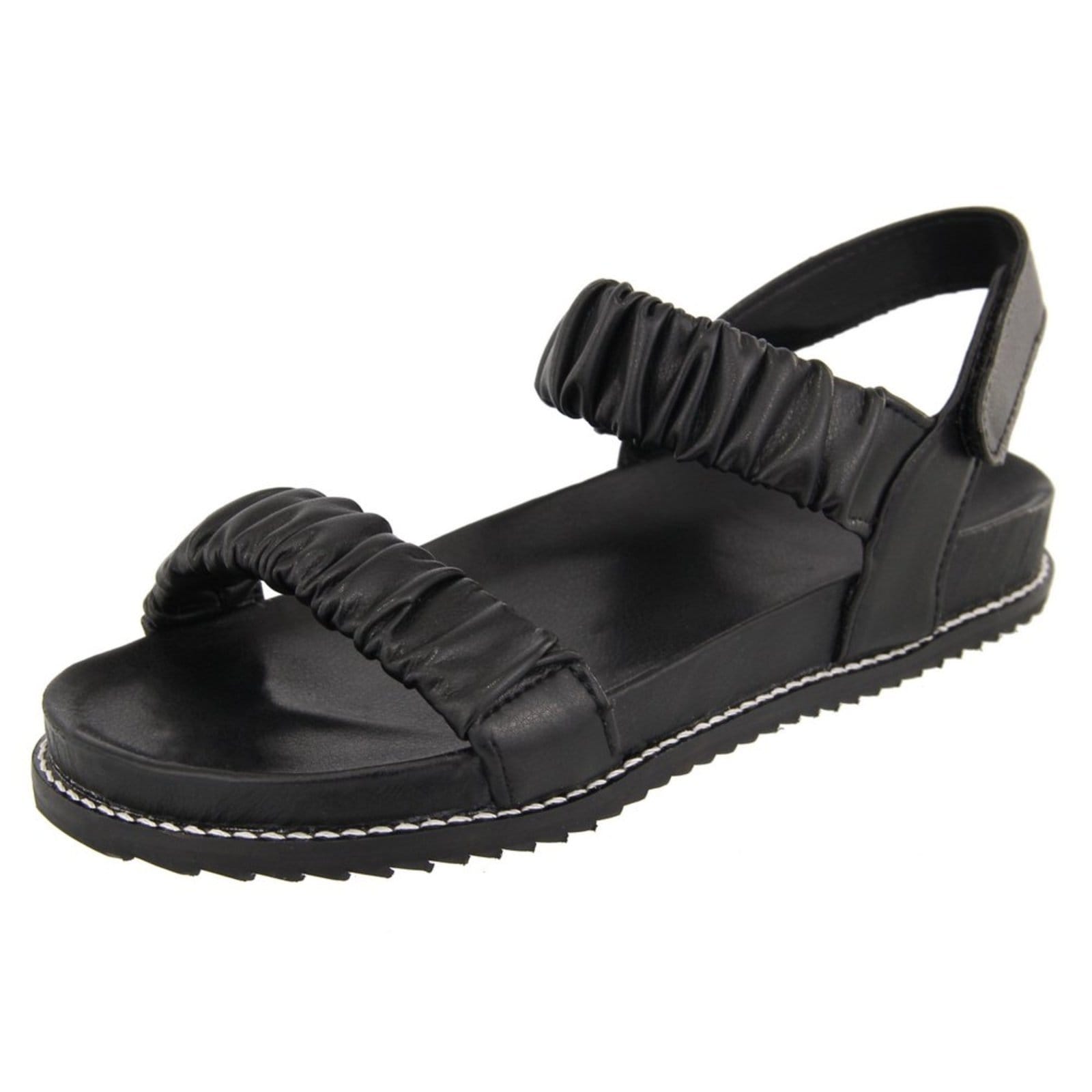 Sandália Papete Feminina Paula B Com Tiras Enrugadas Palmilha Confort