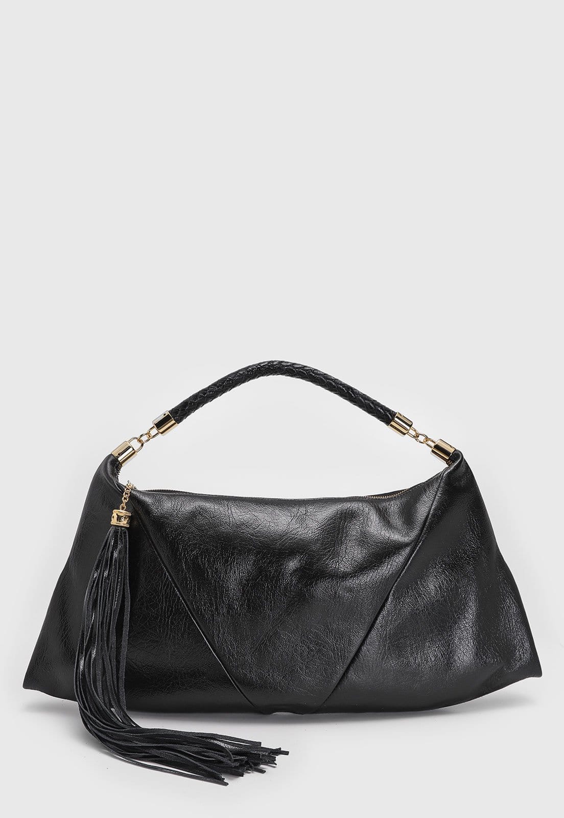 Vista principal Bolsa Luiza Barcelos Alça de mão Tassel Preta Luiza Barcelos preto