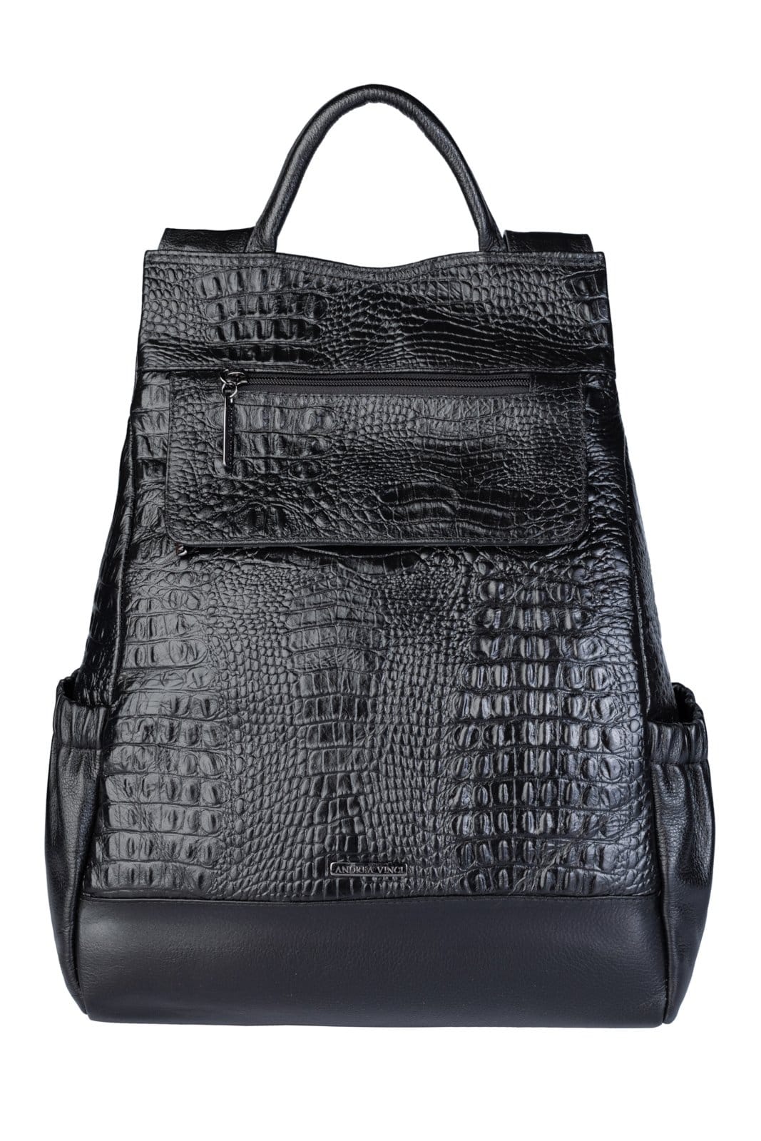 Mochila Andrea Vinci Antifurto De Couro Croco Grafite Suelen