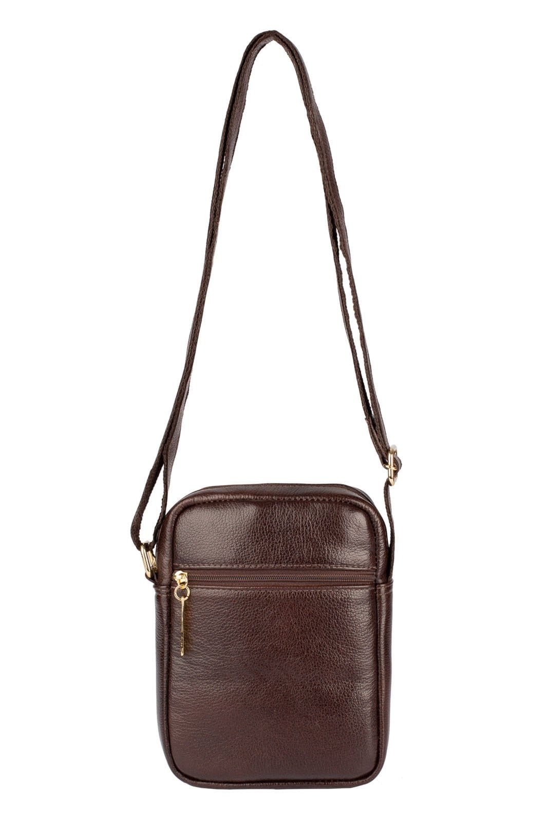 Bolsa shoulder bag de couro liso Pietra - Café