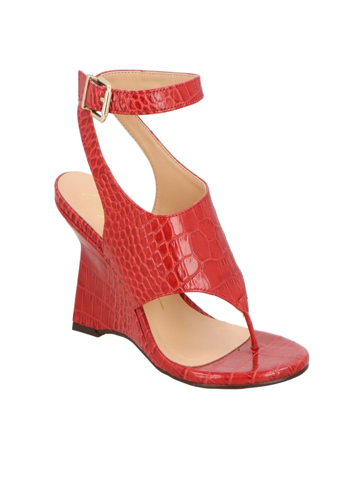 Sandalia Luiza Barcelos Anabela De Dedo Em Couro Croco