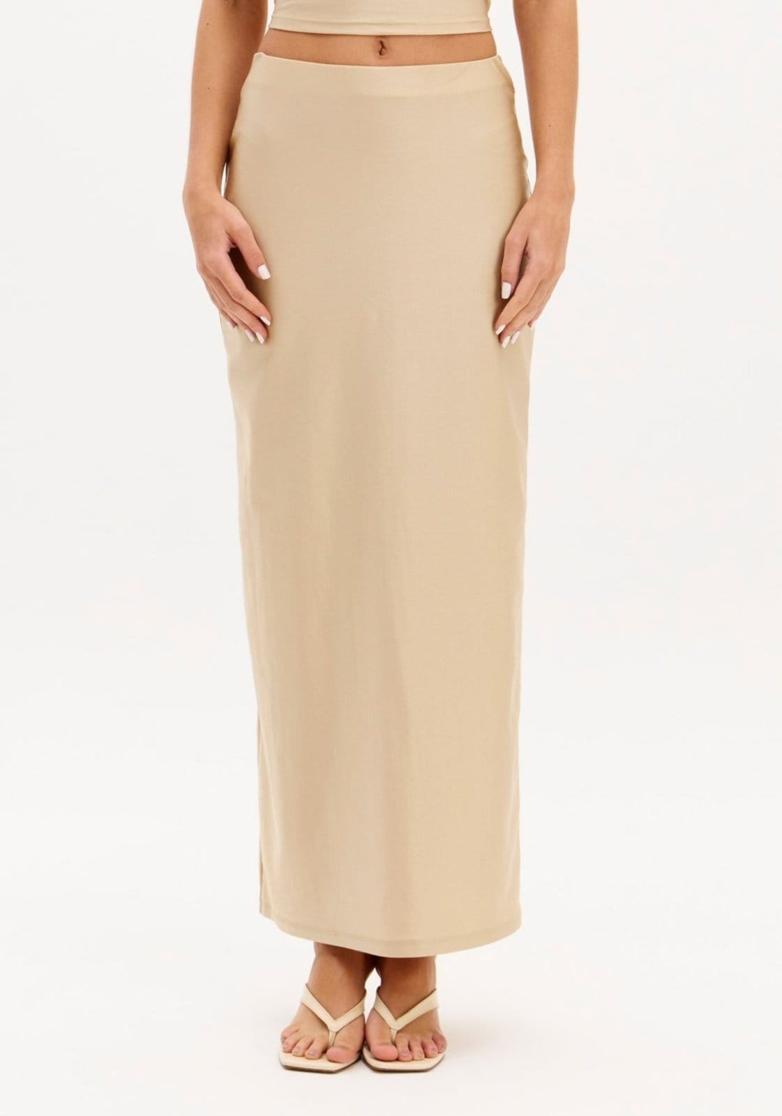 Vista 2 Saia Super Midi Reta Com Fenda My Favorite Things bege