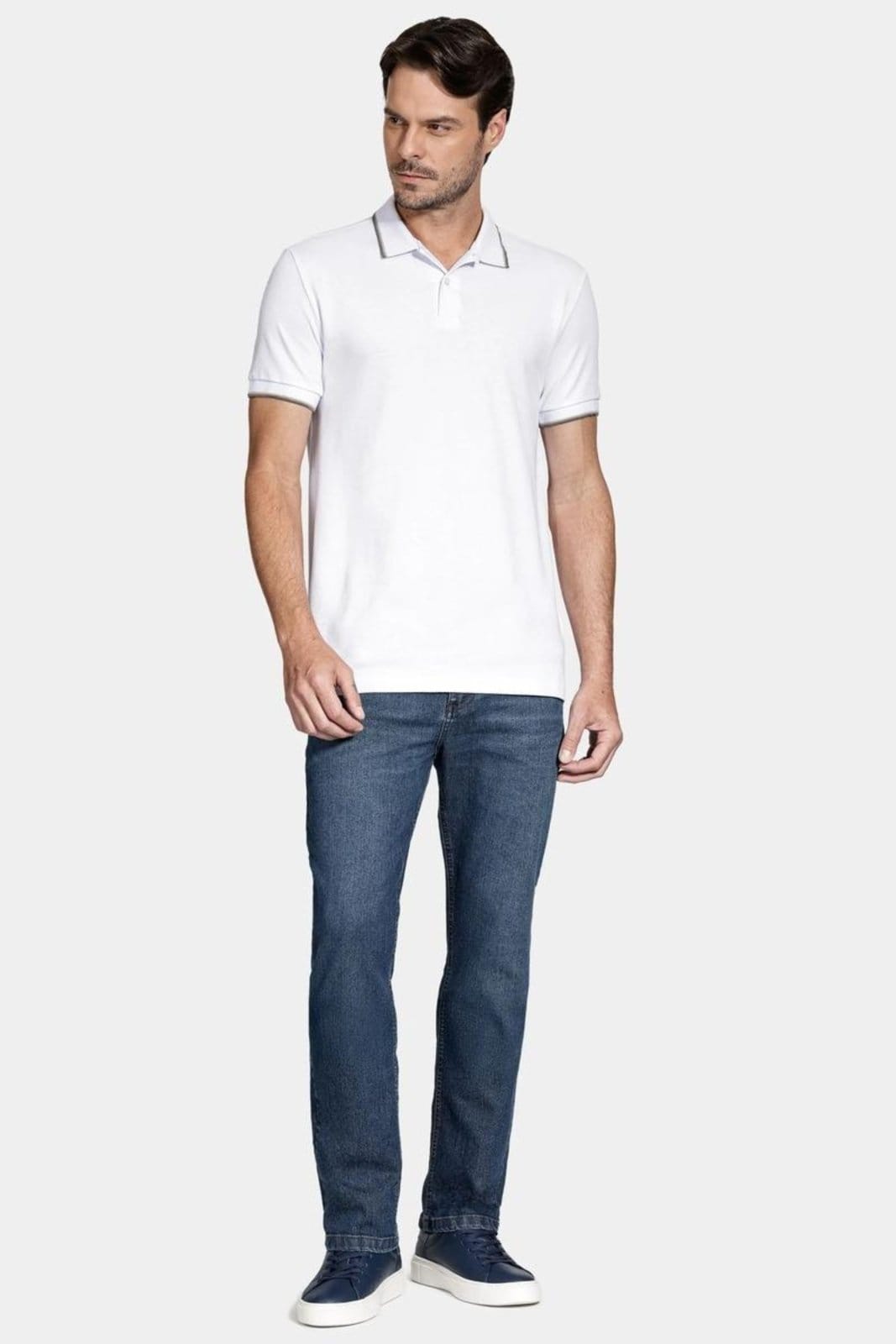 Vista 2 Polo Aramis Manga Curta Friso Gola Aramis branco