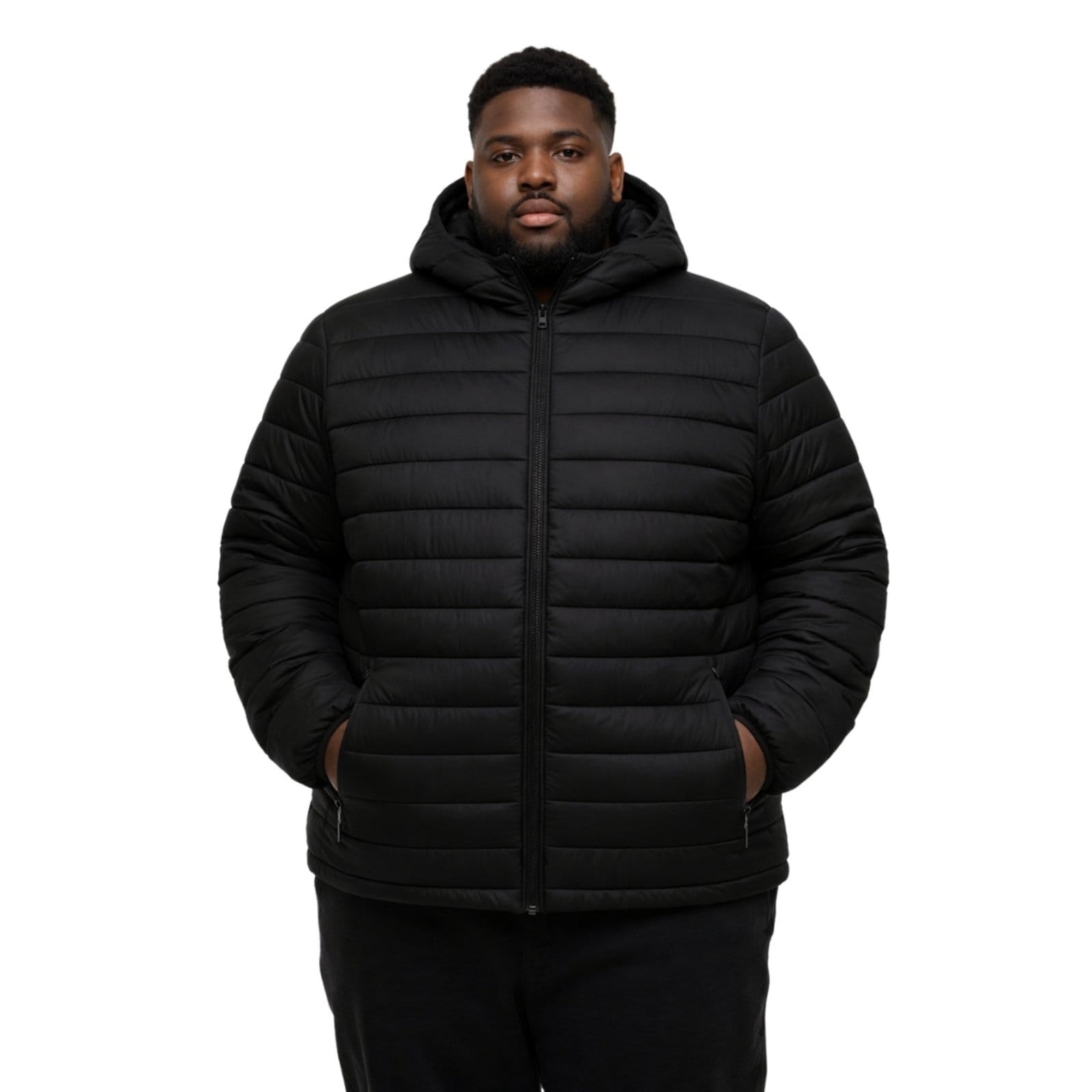 Jaqueta Puffer Plus Size Relaxado Masculina Preto