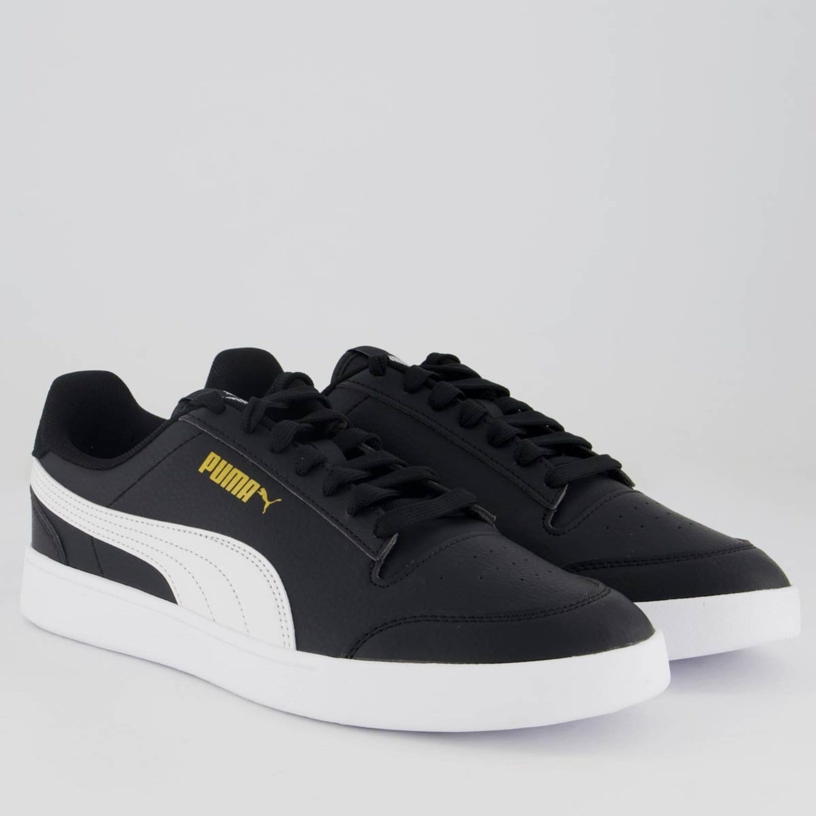 Vista 2 Tênis Puma Shuffle e Branco Puma preto