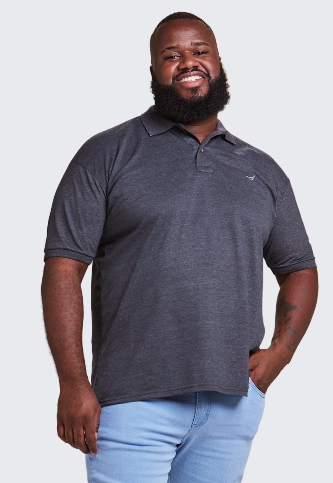 Camisa Polo Masculina Algodão Plus Size Daze Modas Chumbo