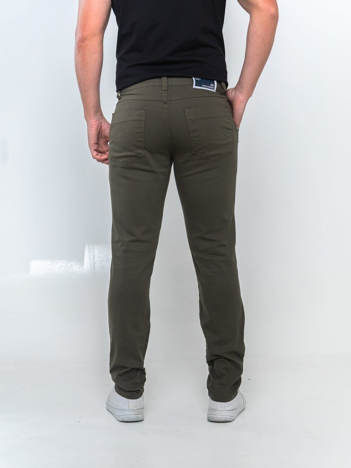 Vista 2 Calça Sarja Casual e Social 5 Estilos Masculina 5 ESTILOS verde/verde militar verde