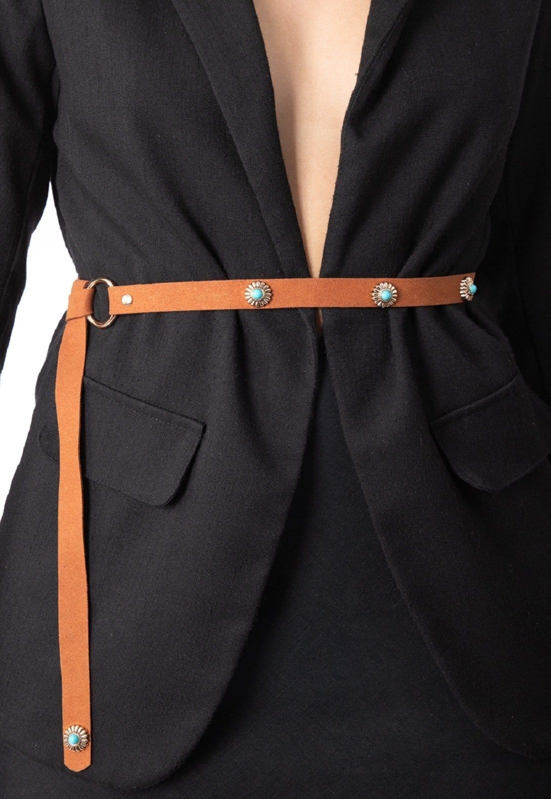 Vista 2 Cinto Cabanafree MARRAÇÁO MARROM COM DETALHE AZUL Cabanafree marrom azul