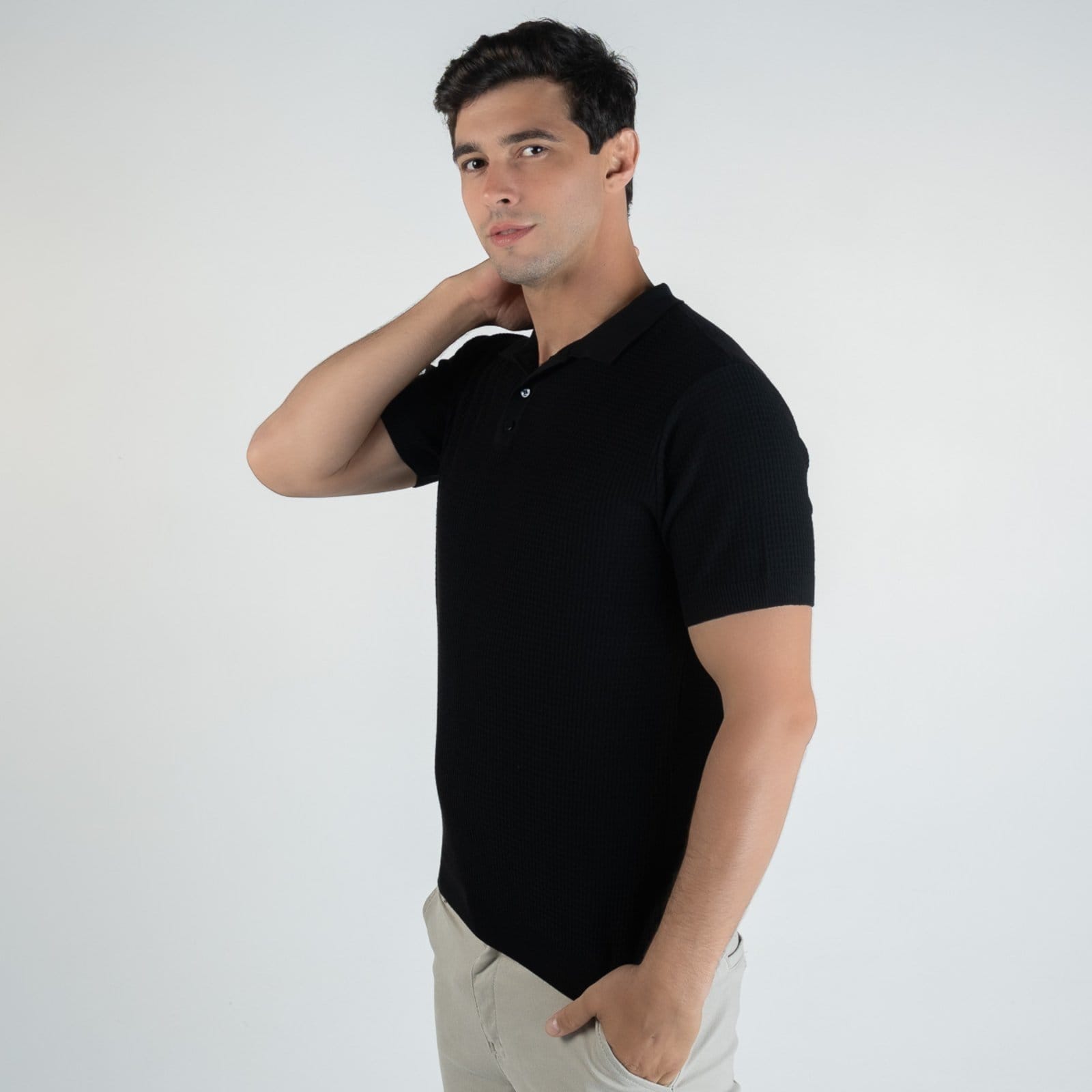 Vista 2 Camisa Polo Ellus Waffle Preta Ellus preto