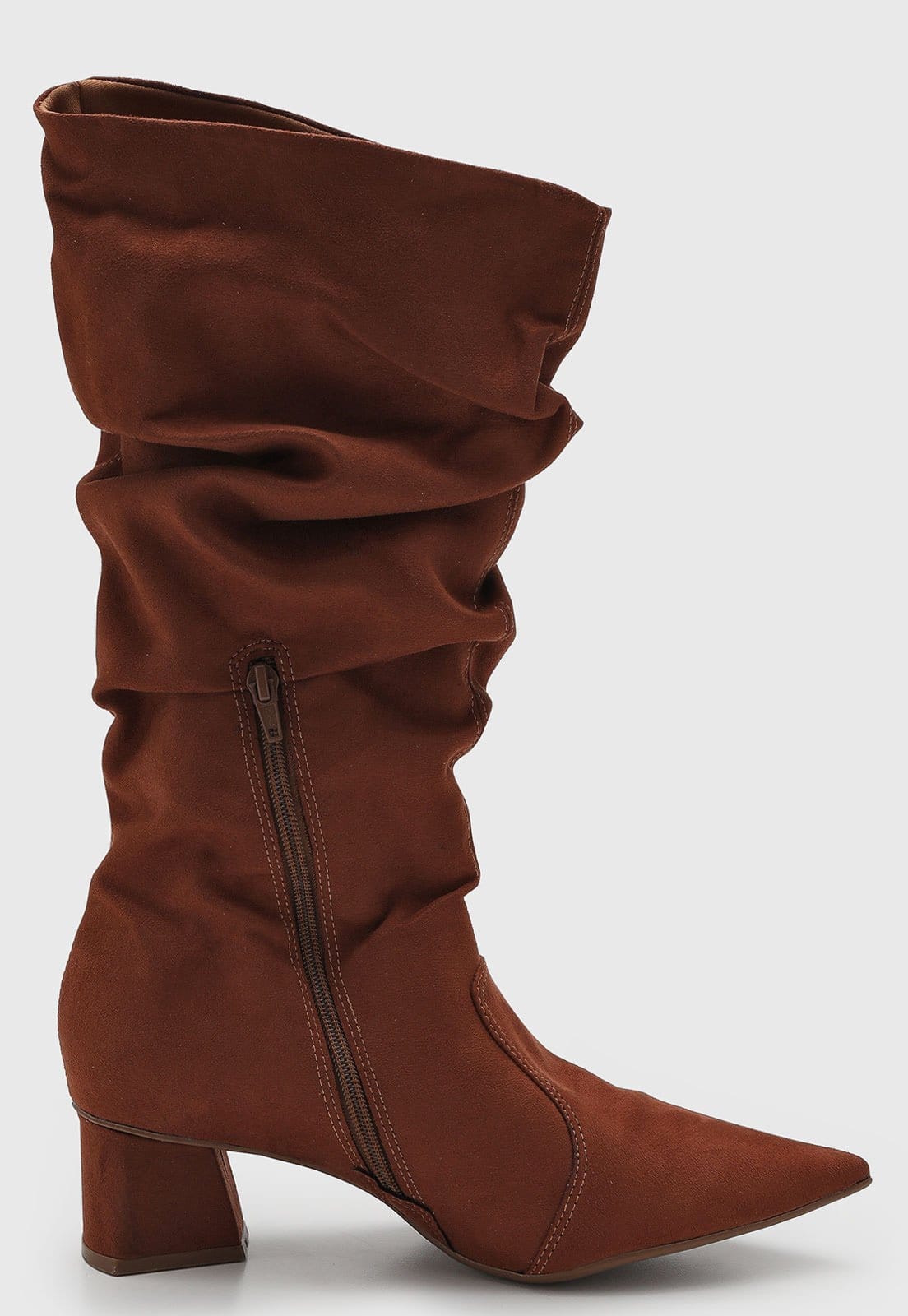 Vista 2 Bota Feminina cê Cano Alto Salto Grosso BEBECÊ marrom