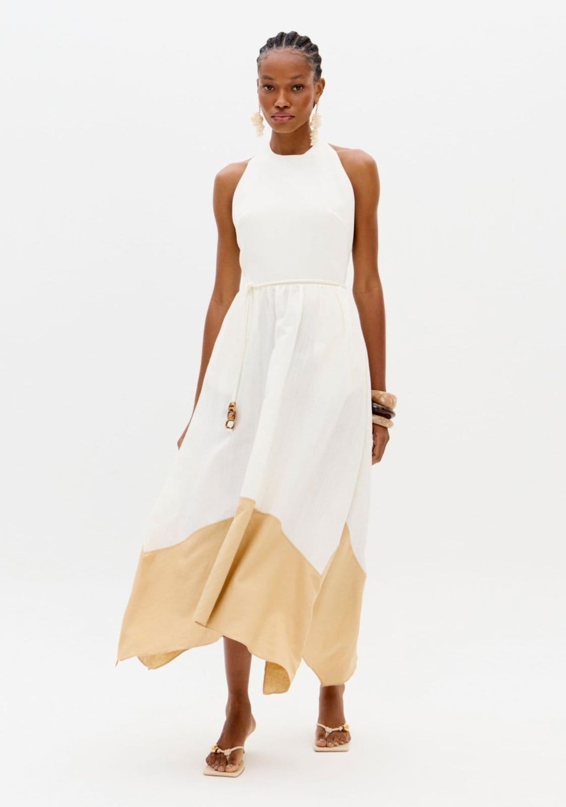 Vista principal Vestido Super Midi Frente Única Com Linho Lança Perfume preto