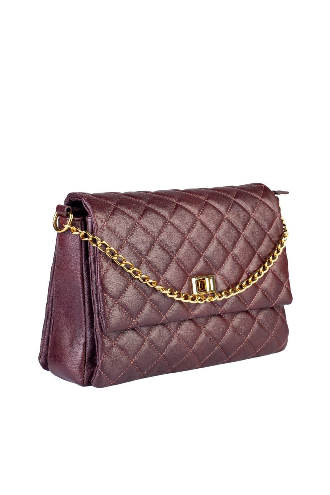 Vista 2 Bolsa Andrea Vinci Grande De Couro Matelassê Giorgia - Marsala Andrea Vinci vermelho