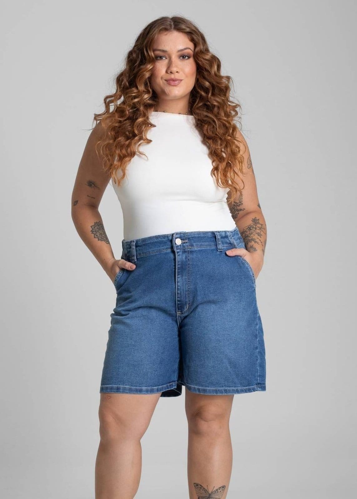 Vista 2 Bermuda Jeans Sawary Plus Size - 281367 Sawary azul