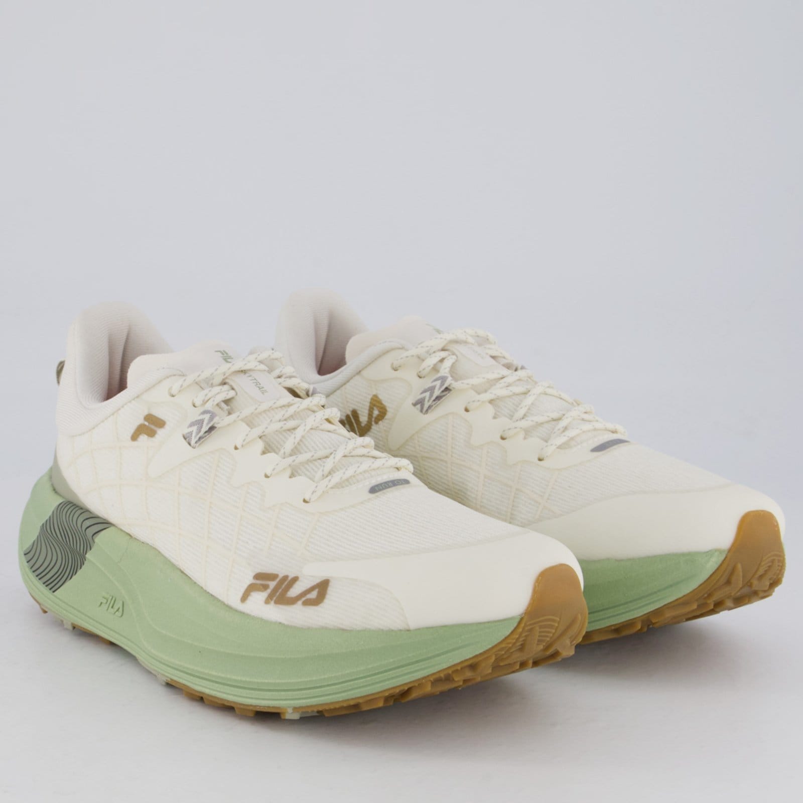 Vista 2 Tênis Fila Racer Skytrail Feminino Bege e Verde Fila bege verde