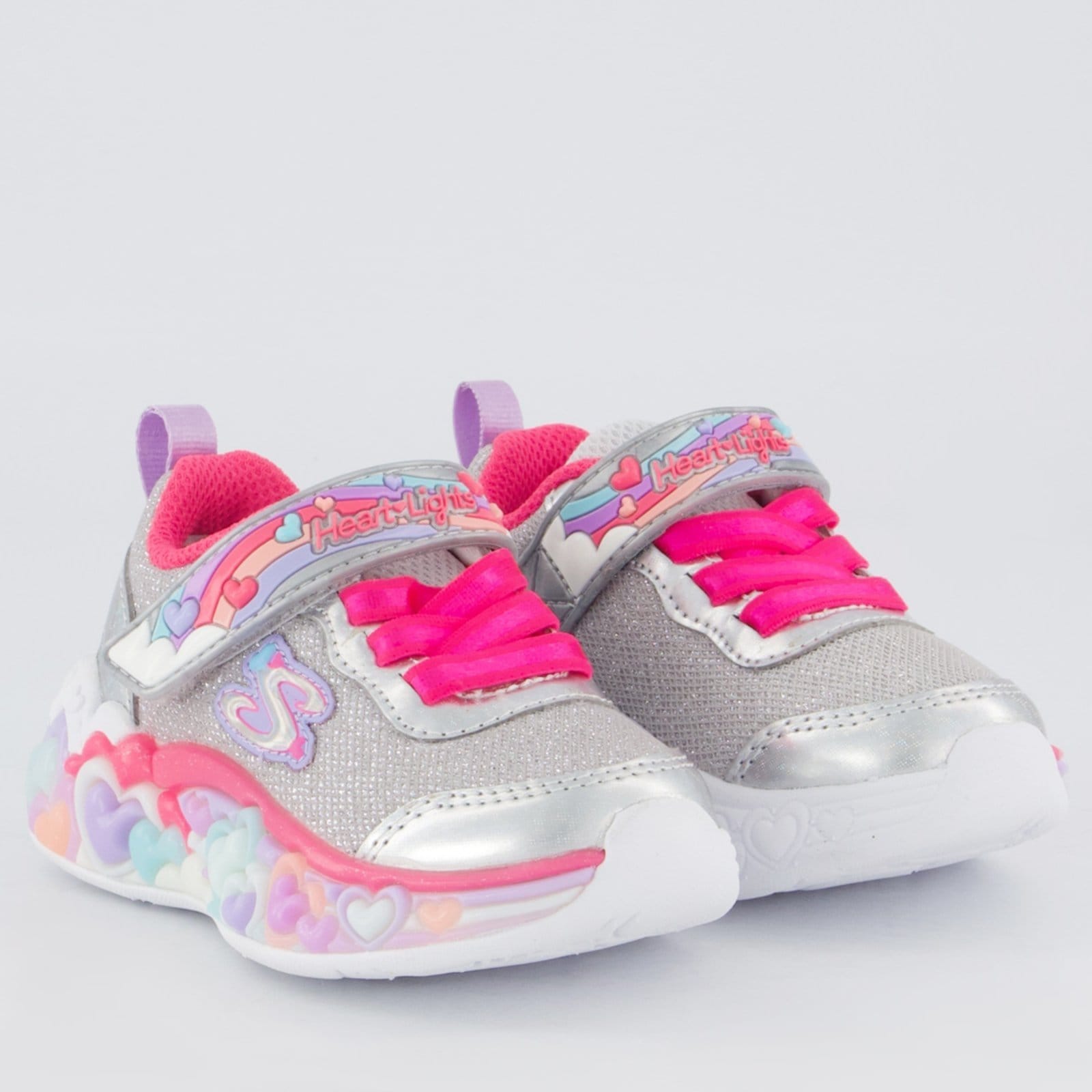 Vista 2 Tênis Skechers Lights Hearts Skechers prata