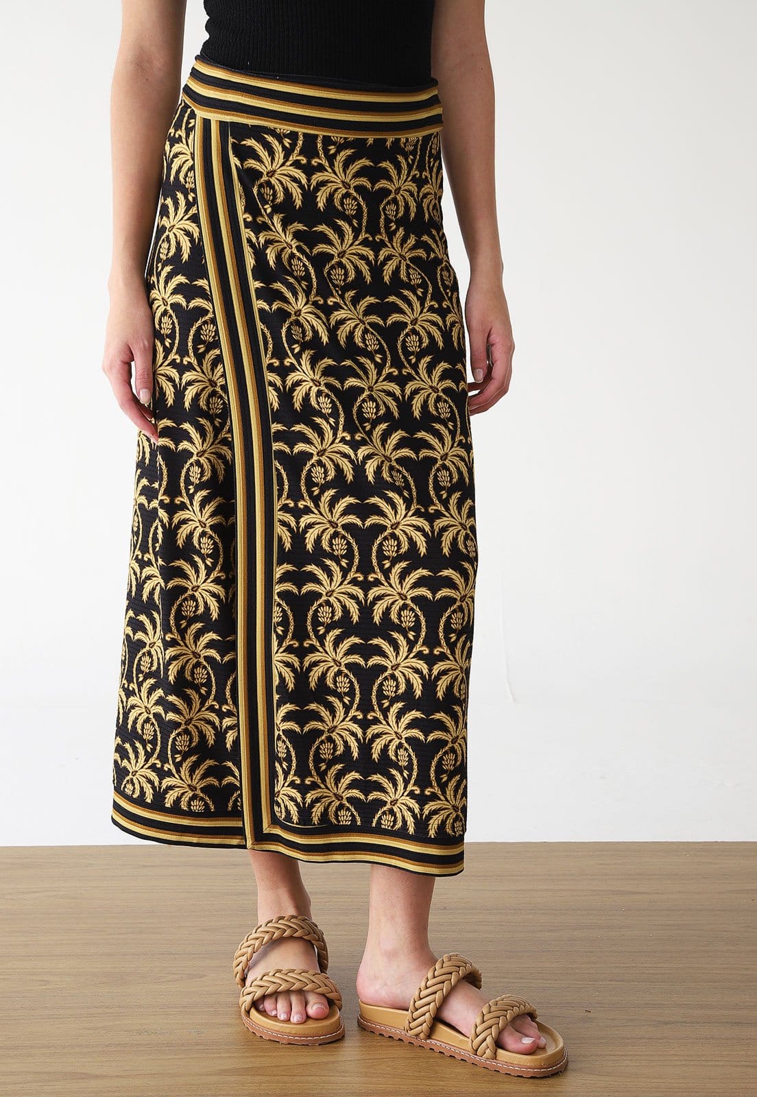 Saia Canelada FARM Midi Trancoso Preta