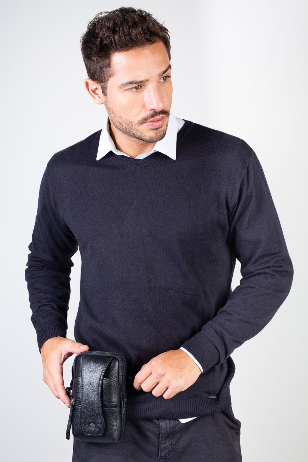 Vista 2 Shoulder bag 2 em 1 de couro Vinni Vira Vento preto