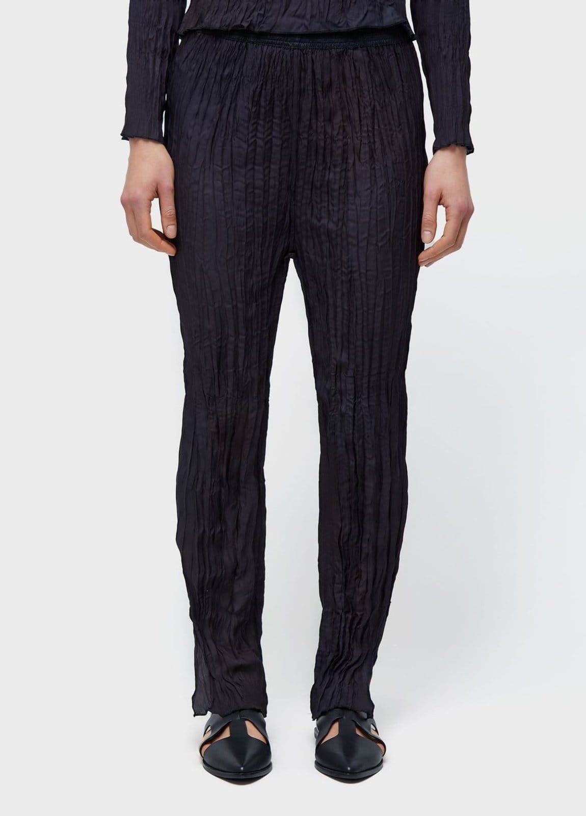 Calça wrinckled satin rose blur double