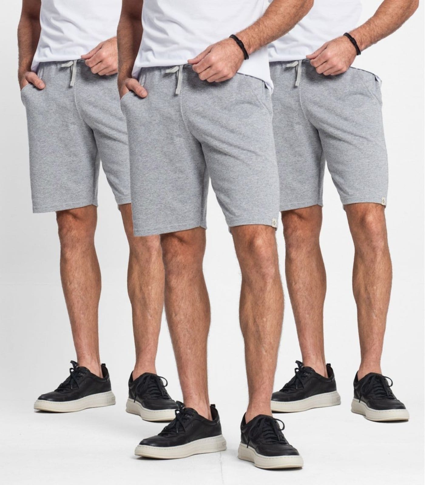 Vista principal Kit 3 Bermudas De Moletom Masculina Select Mescla Rovitex cinza