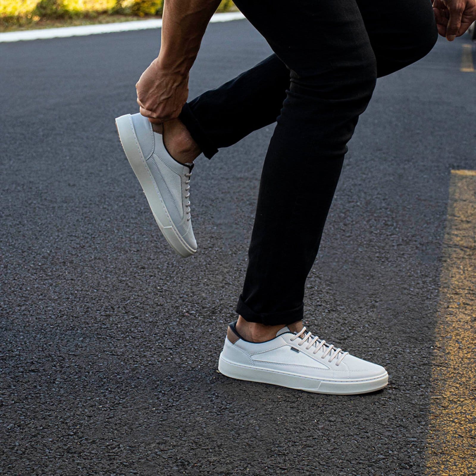 Vista principal Tênis Masculino Bredeni Casual Sapatênis Confortável Estiloso Versátil Trabalho Dia A Dia Leve Macio Gelo BREDENI cinza