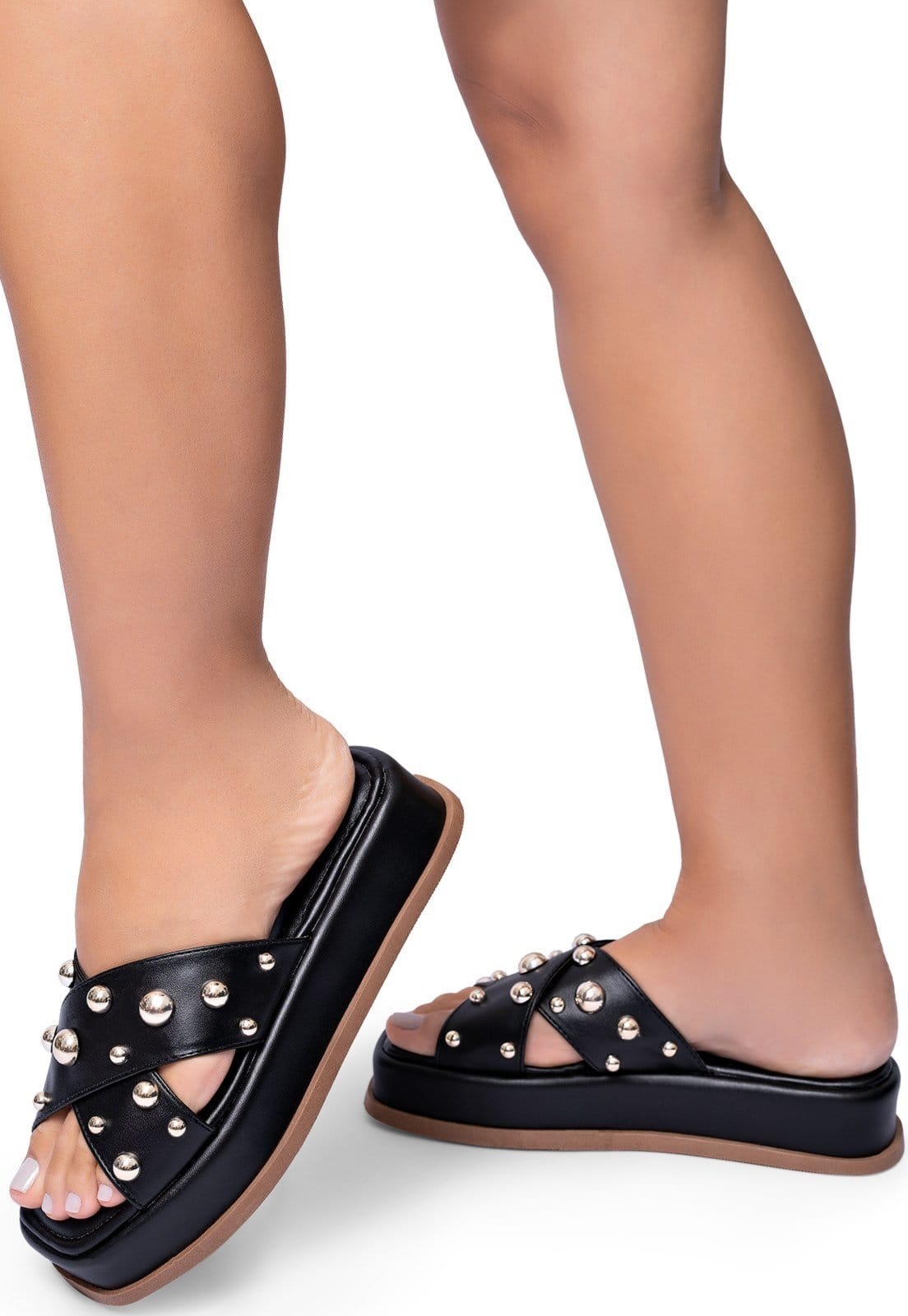 Vista 2 Tamanco Flatform Papete Lumiss Confortável Chinelo De Dedo LUMISS preto