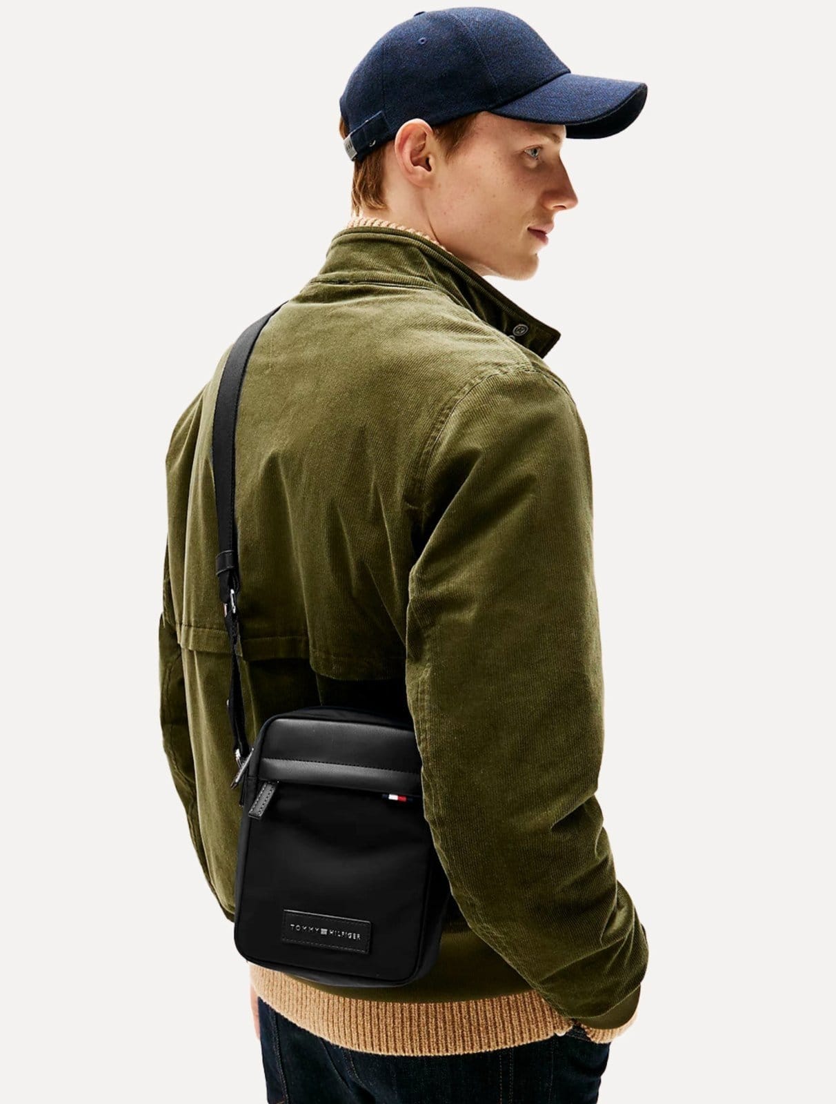 Vista principal Bolsa Tommy Hilfiger Masculina Nylon Mini Shoulder Reporter Preta Tommy Hilfiger cáqui