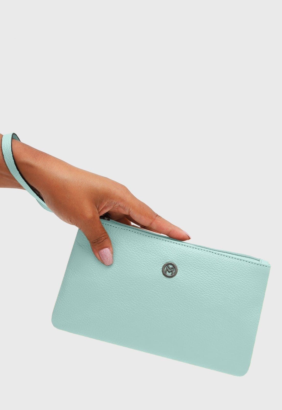 Vista 2 Bolsa Carteira Clutch Couro Mariart Cambará Menta Mariart verde