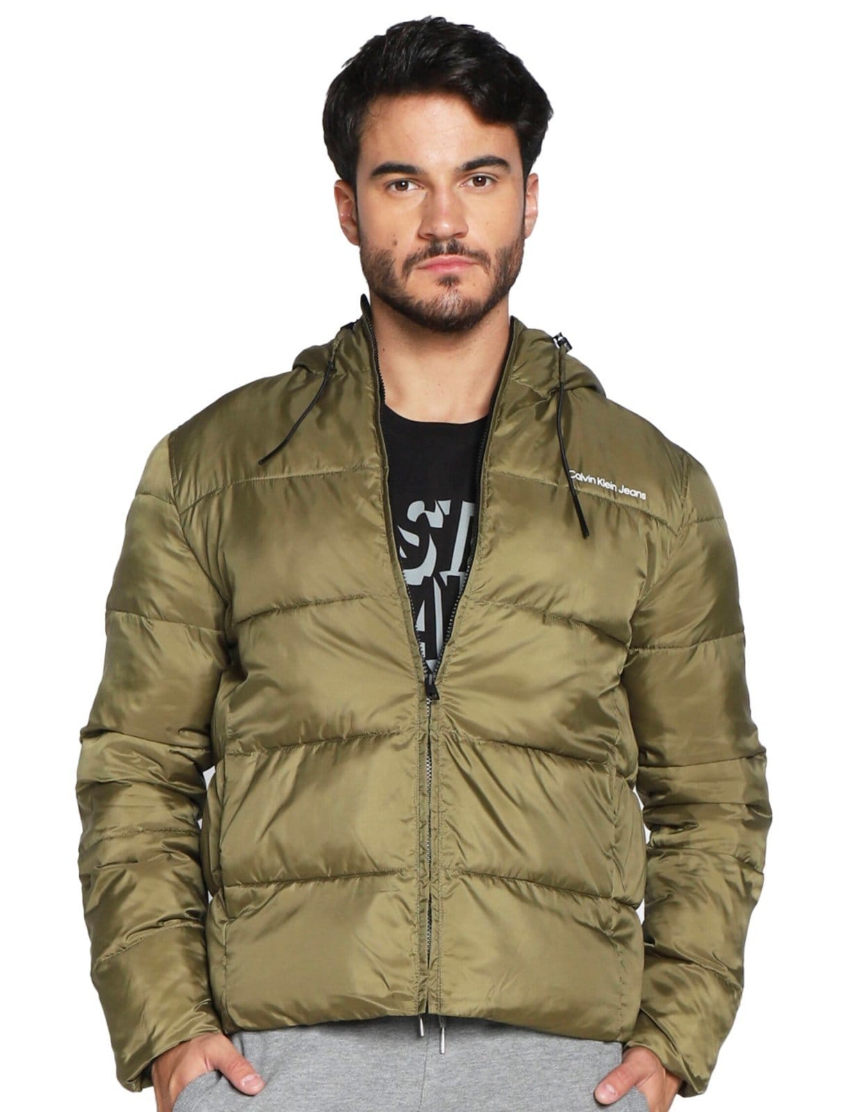 Jaqueta Calvin Klein Jeans Masculina Hoodie Matelassê Sust Logo