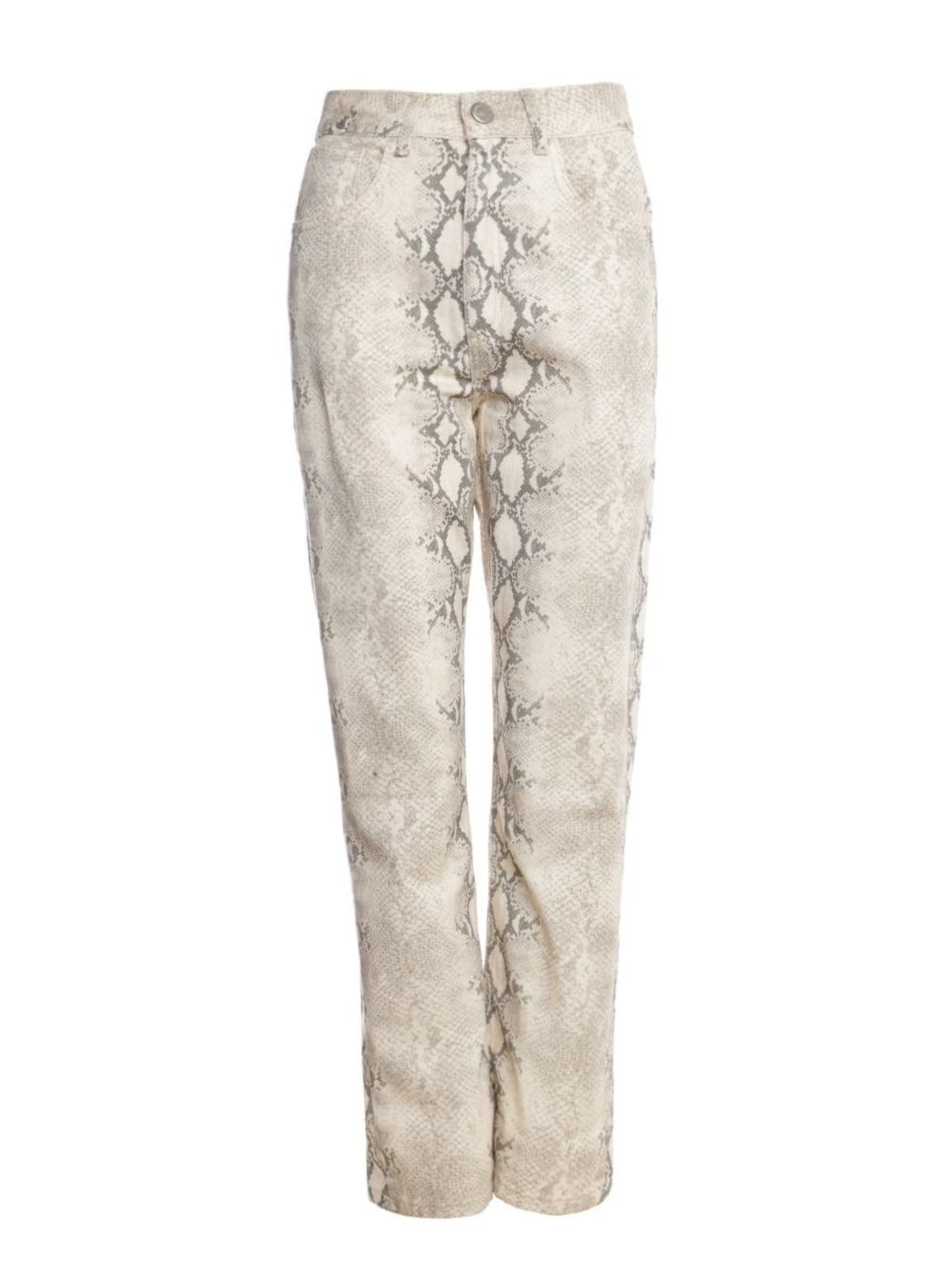 Calça Sarja Reta Estampada Feminina AREIA