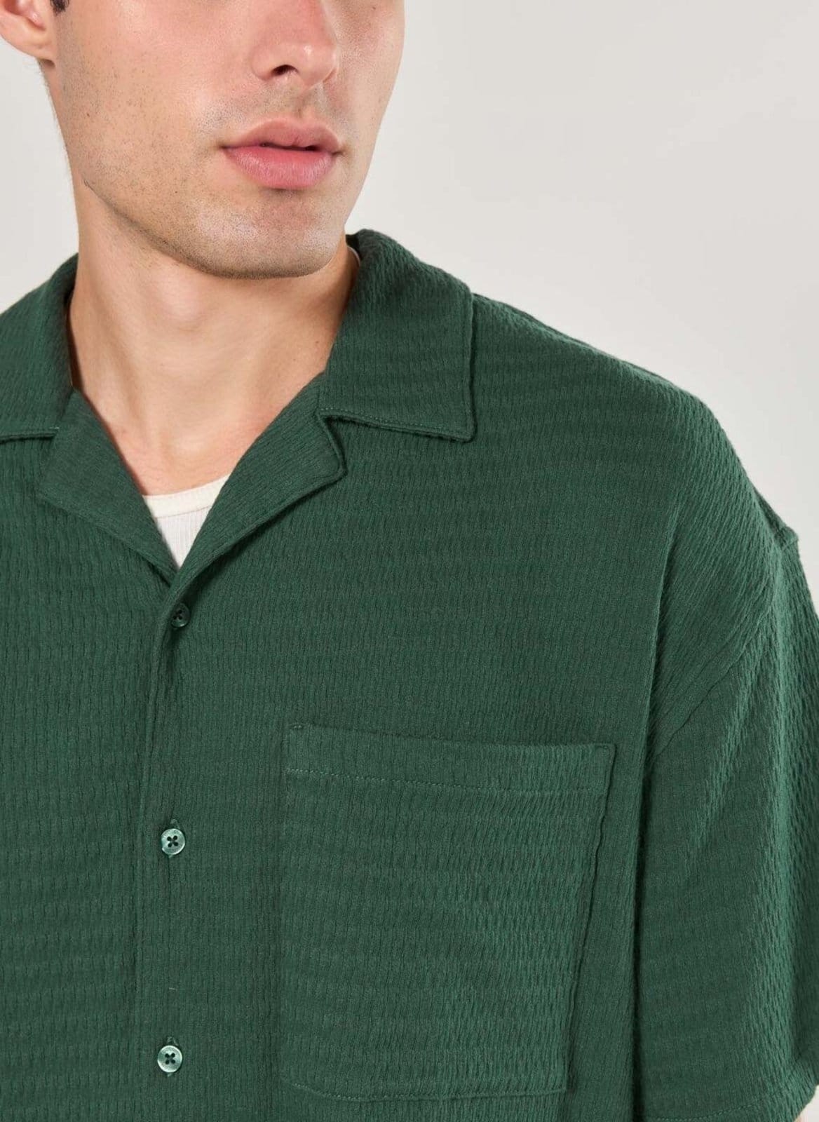 Vista 2 Camisa Box Texturizada Verde Youcom verde militar