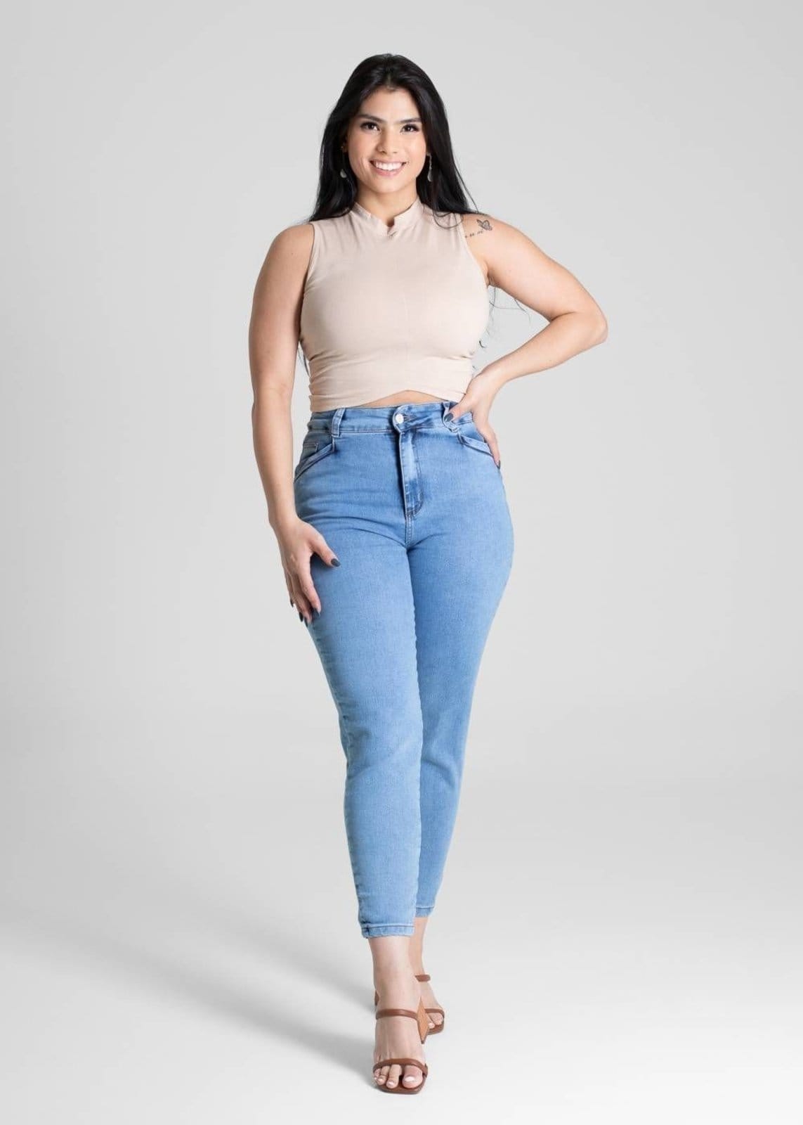 Vista 2 Calça Jeans Sawary Mom - 281007 Sawary azul