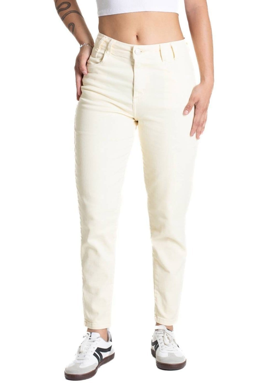 Vista principal Calça Sarja Sawary Mom - 281690 Sawary amarelo