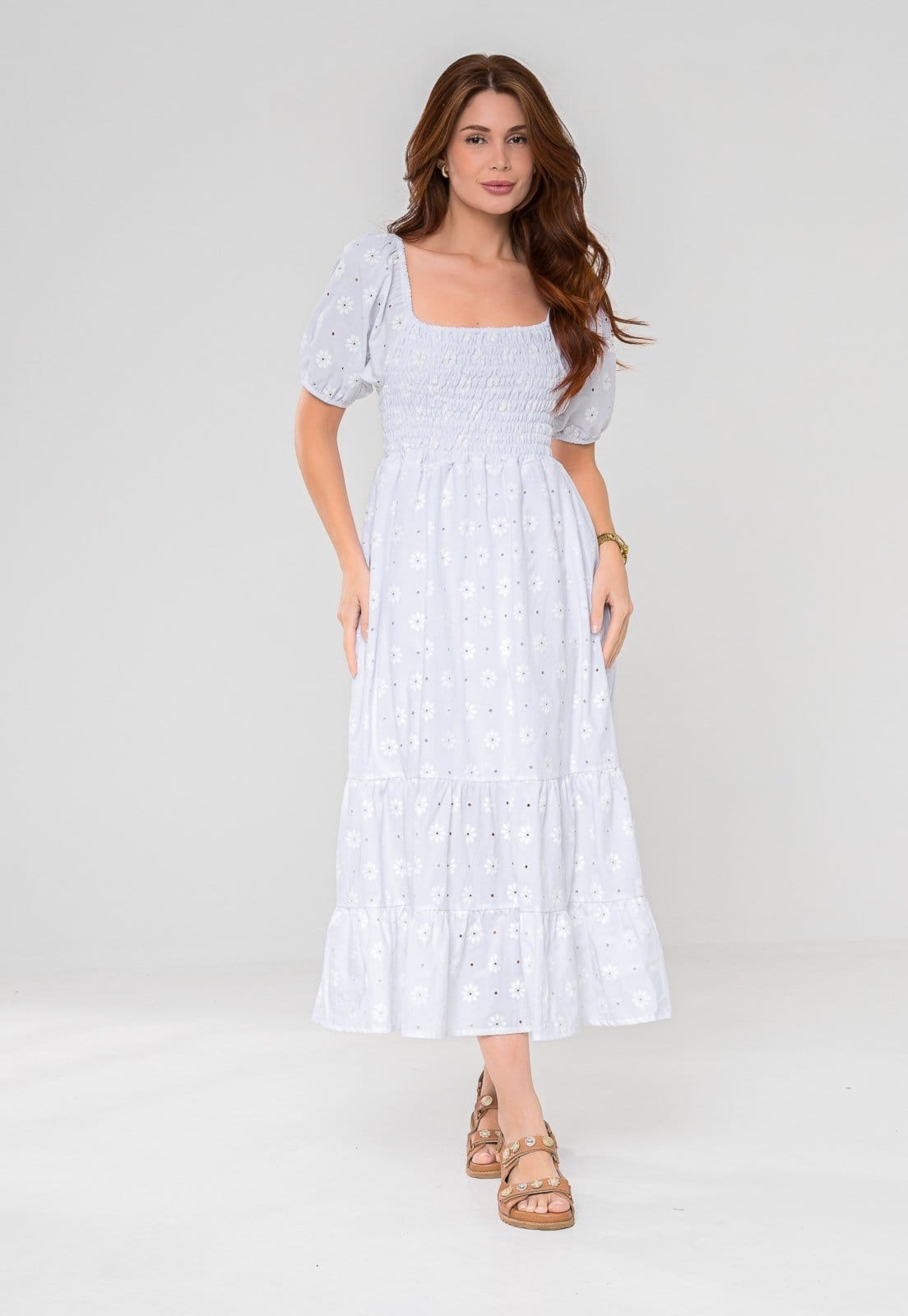 Vista principal Vestido Aura Miranda Laise Luzente Aura branco