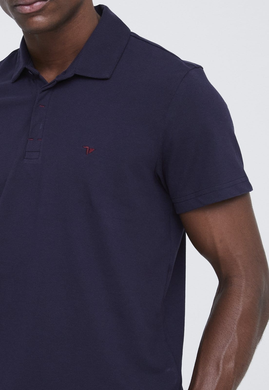 Vista 2 Polo Traymon Slim Piquet Marinho Traymon azul marinho