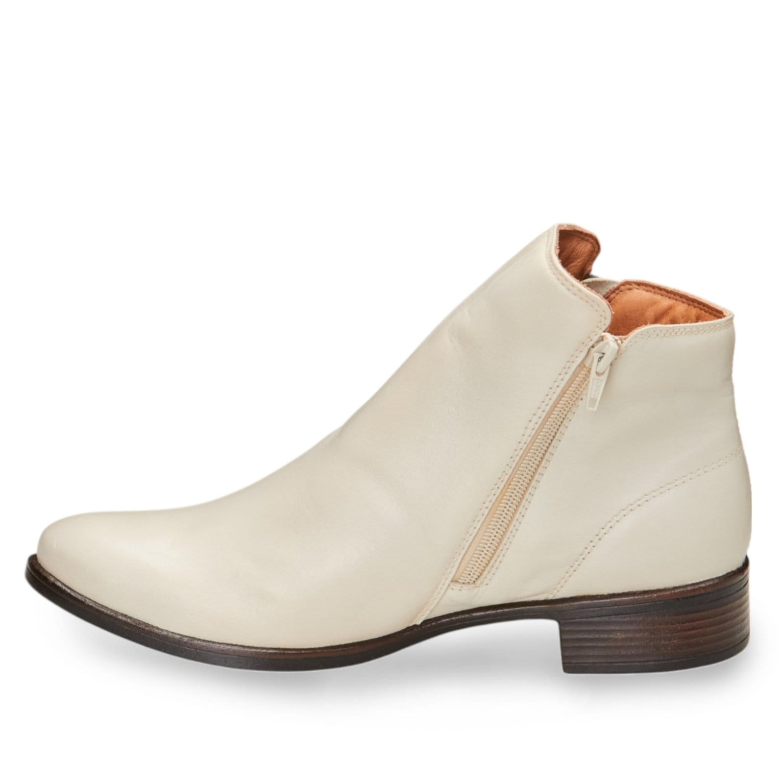 Vista 2 Bota Snikgreen Botinha Cano Curto Couro Legitimo Country Off White Salto Baixo Confortável Snikgreen off-white white