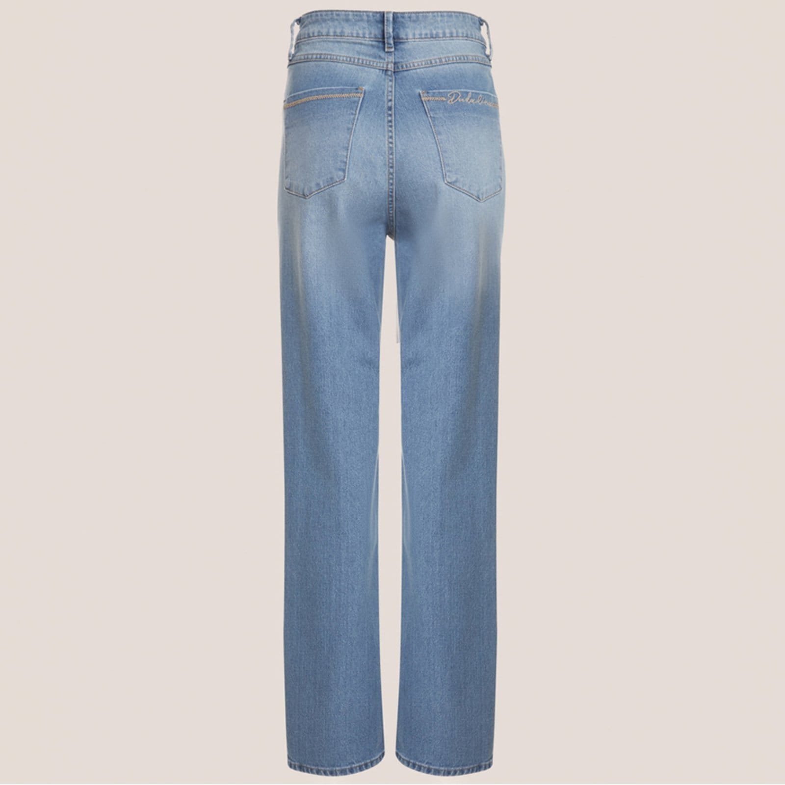 Vista 2 Calça Jeans Dudalina New Reta Bordado In25 Feminino Dudalina azul