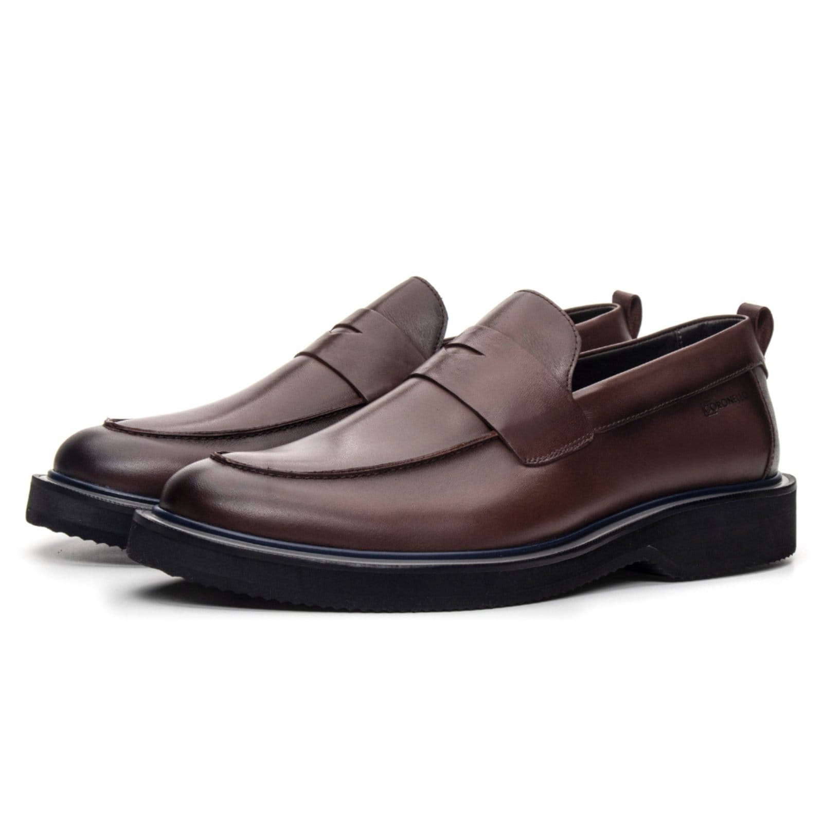 Vista 2 Loafer Masculino Louis Em Couro Café Coronello marrom