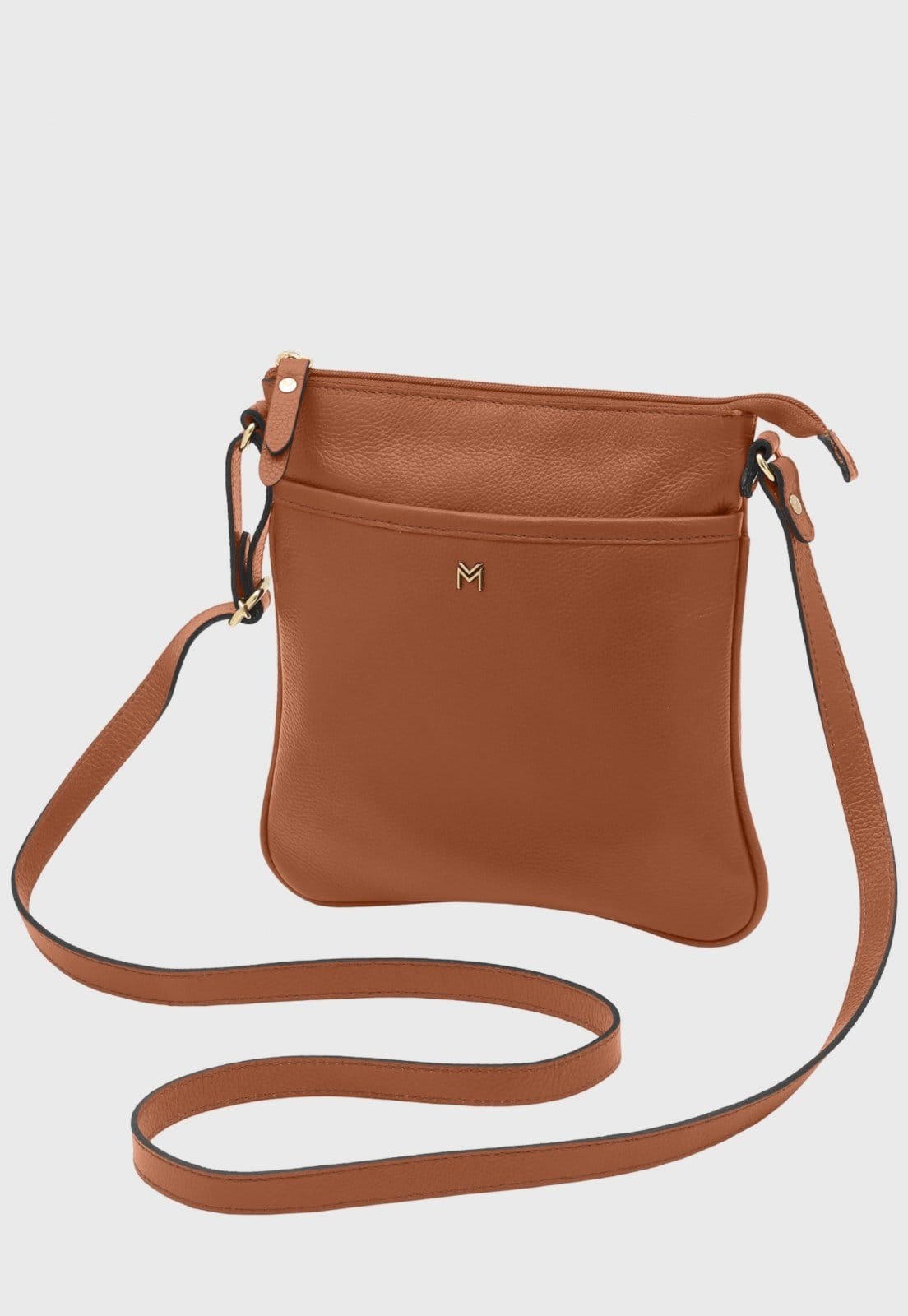 Vista 2 Bolsa Transversal Couro Mariart Cupuaçu Camel Mariart caramelo