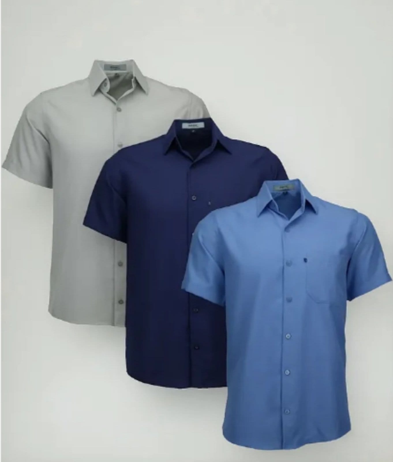 Kit Camisas Sociais Tradicional Amil Poliéster Com Bolso Macia Não amassa Manga Curta Luxo