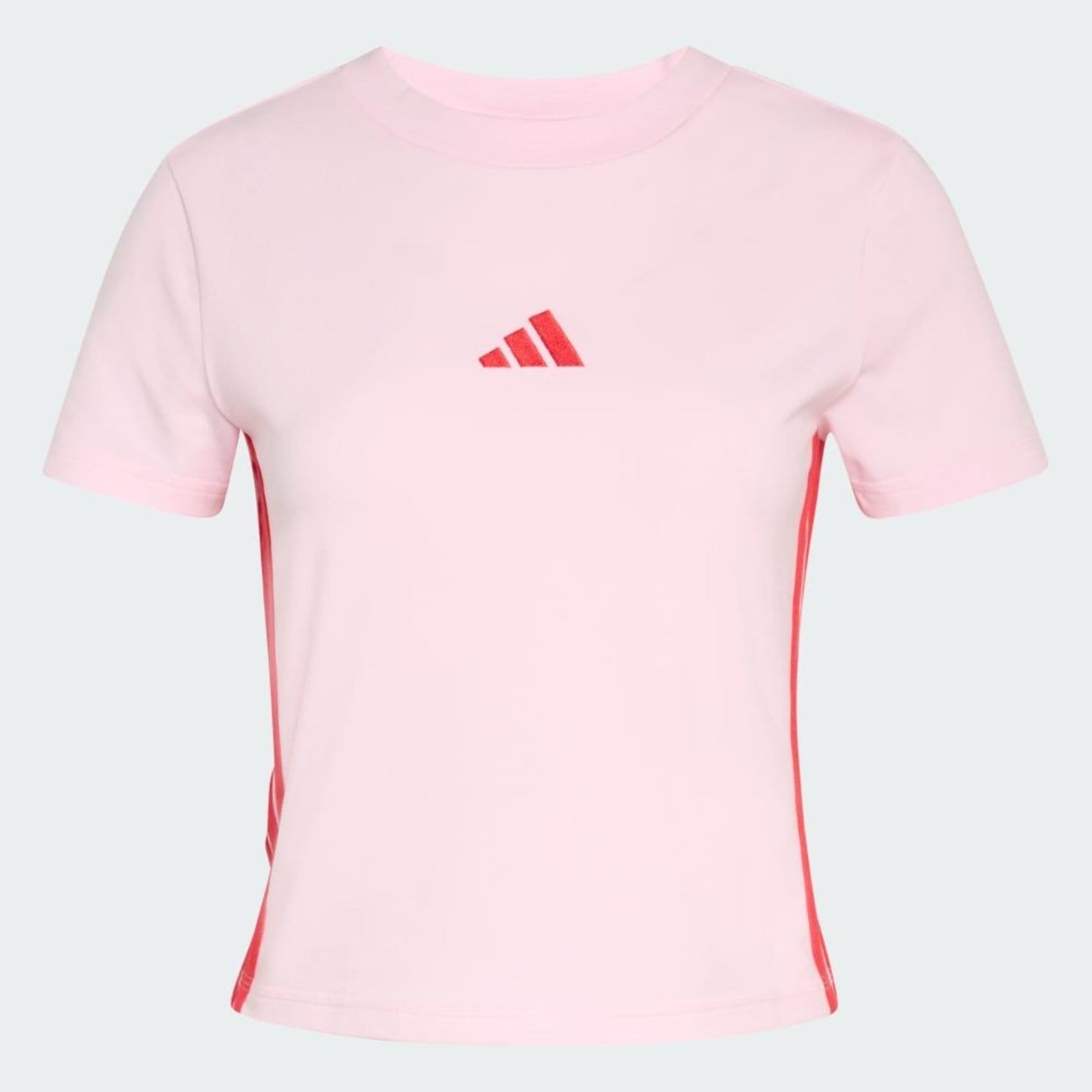 Vista 2 Camiseta Baby Look Essentials Três Listras Slim adidas Sportswear adidas Sportswear rosa