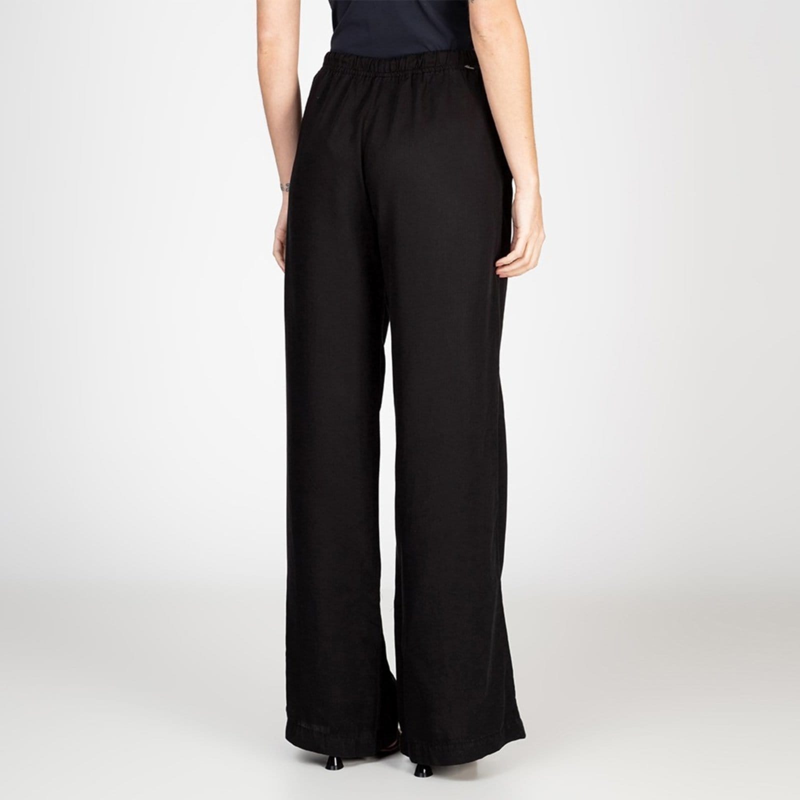 Vista 2 Calça Jeans Leve Pantalona Wide Liocel Elástico na Cintura Colors Bloom preto