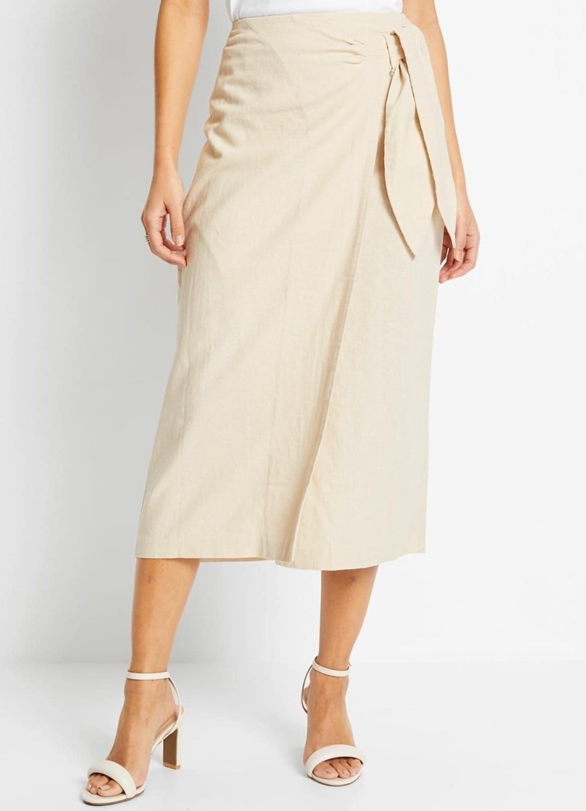 Vista principal Saia Linho Areia Colorido Quintess bege