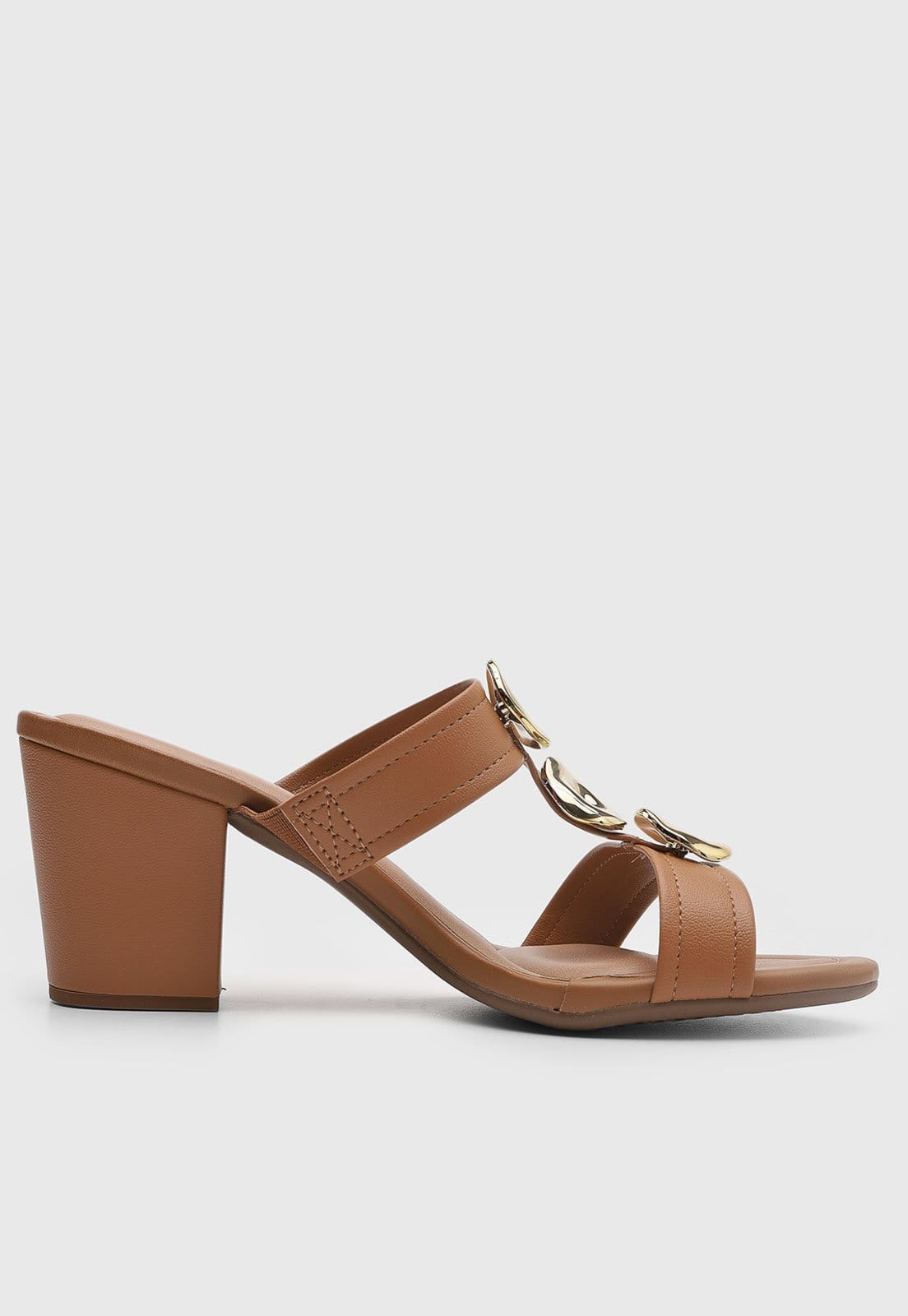 Vista 2 Sandália Feminina Beira Rio Salto Bloco Corrente BEIRA RIO caramelo