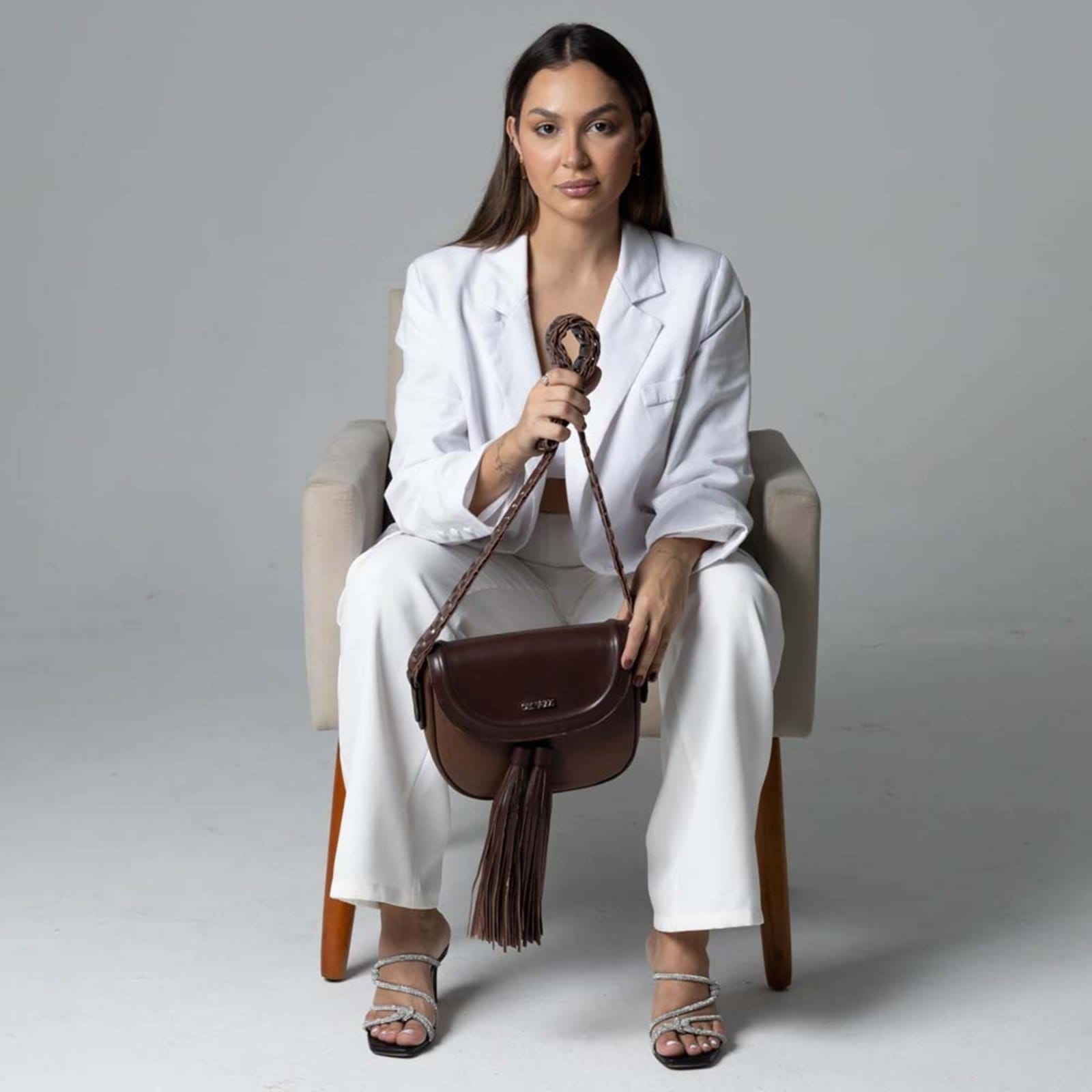 Vista 2 Bolsa de Couro Griffazzi Marrom Griffazzi multicolorido