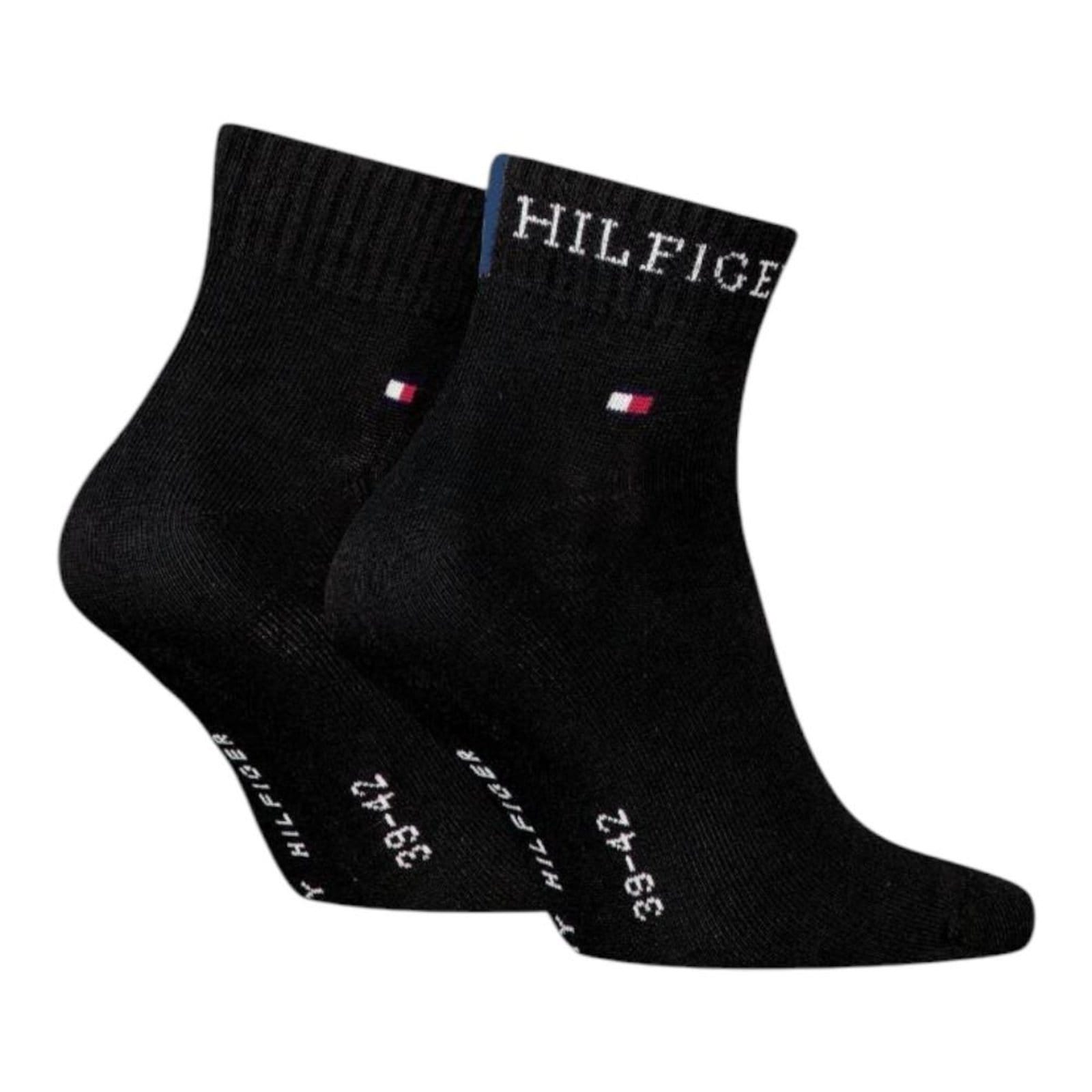 Vista 2 Meia Tommy Hilfiger Quarter 2p Tab Masculino Preta Tommy Hilfiger preto